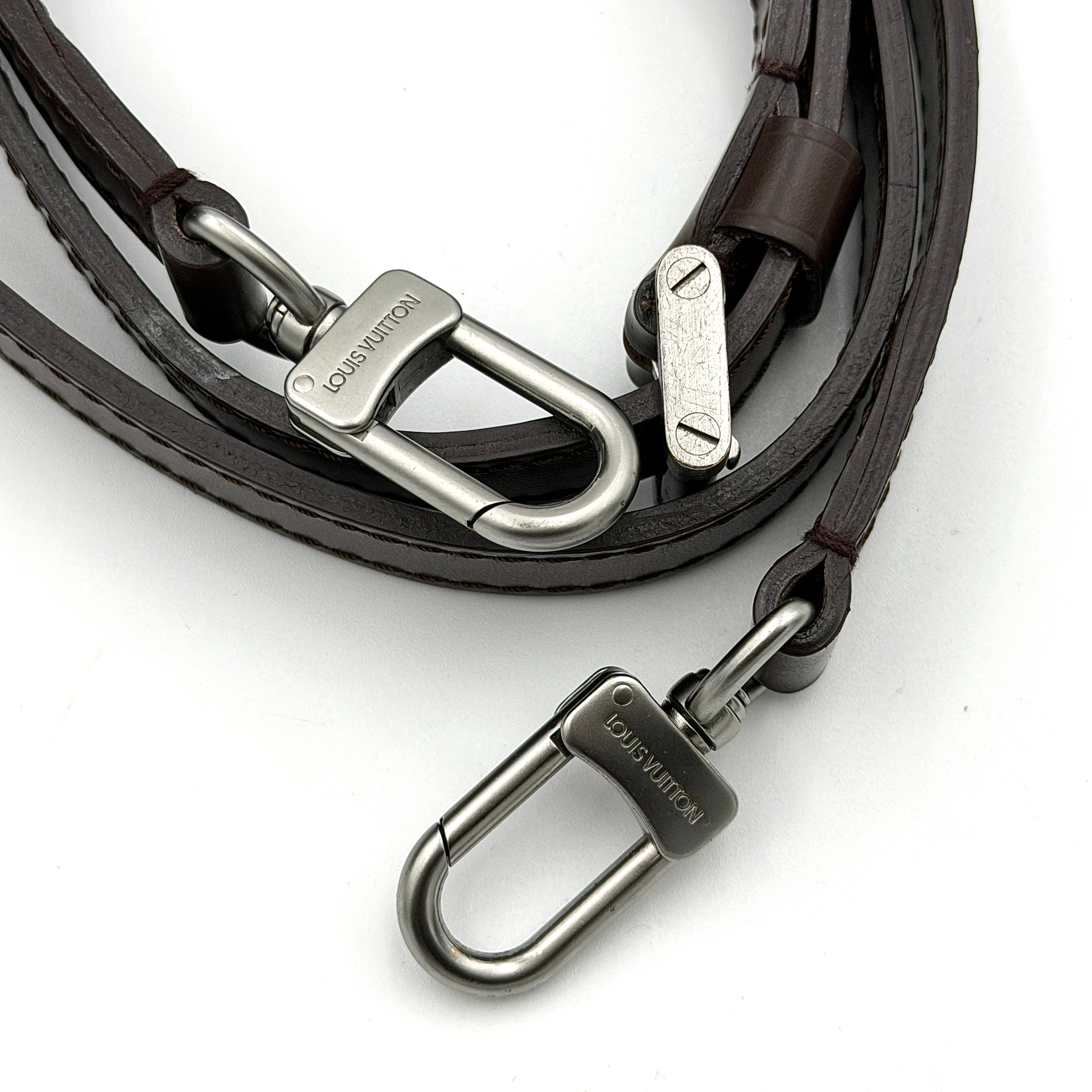 Louis Vuitton Dhanura PM 2Way shoulder bag in brown Epi leather with detachable strap and silver-tone hardware.