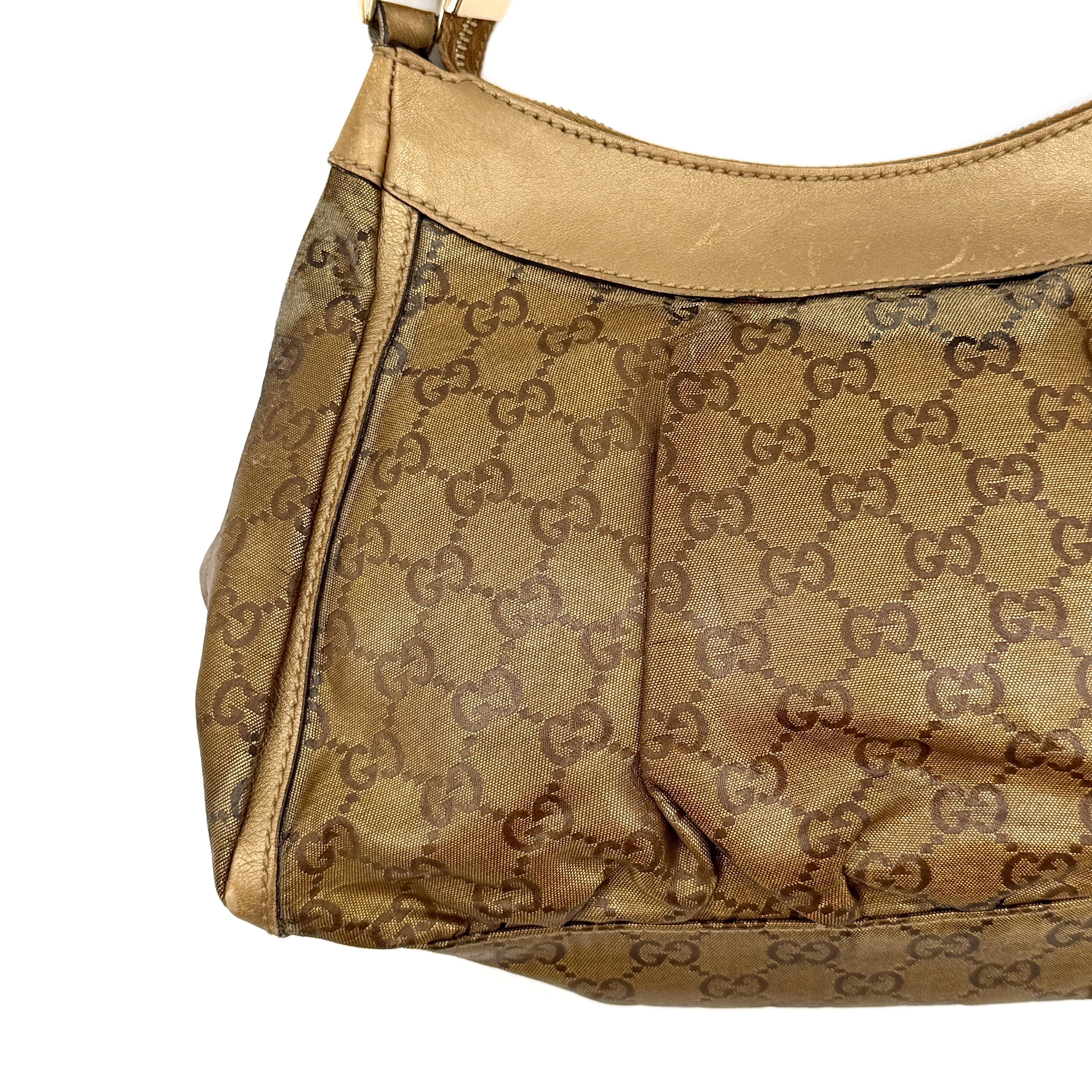 Gucci GG Monogram D-Ring Shoulder Bag Gold