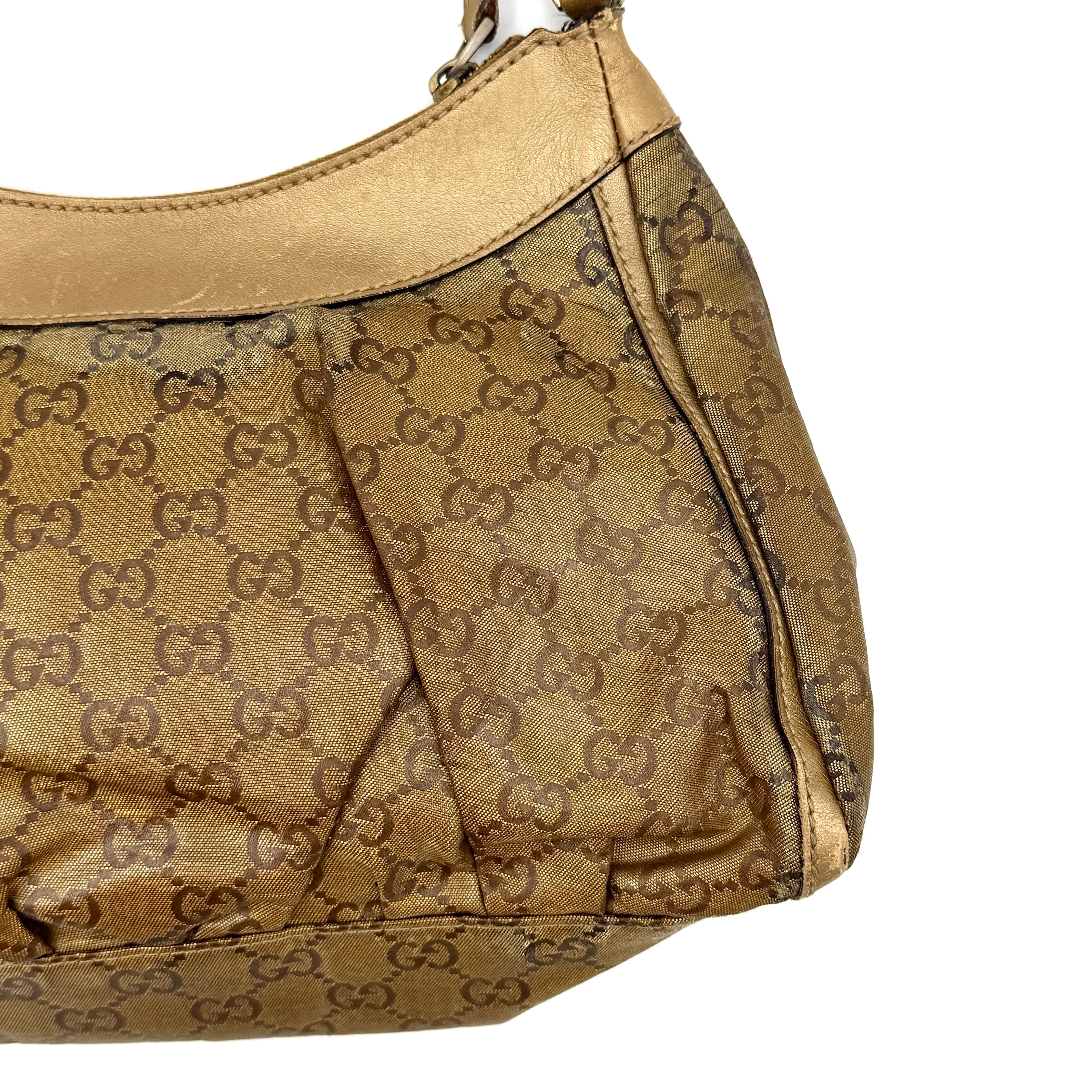 Gucci GG Monogram D-Ring Shoulder Bag Gold