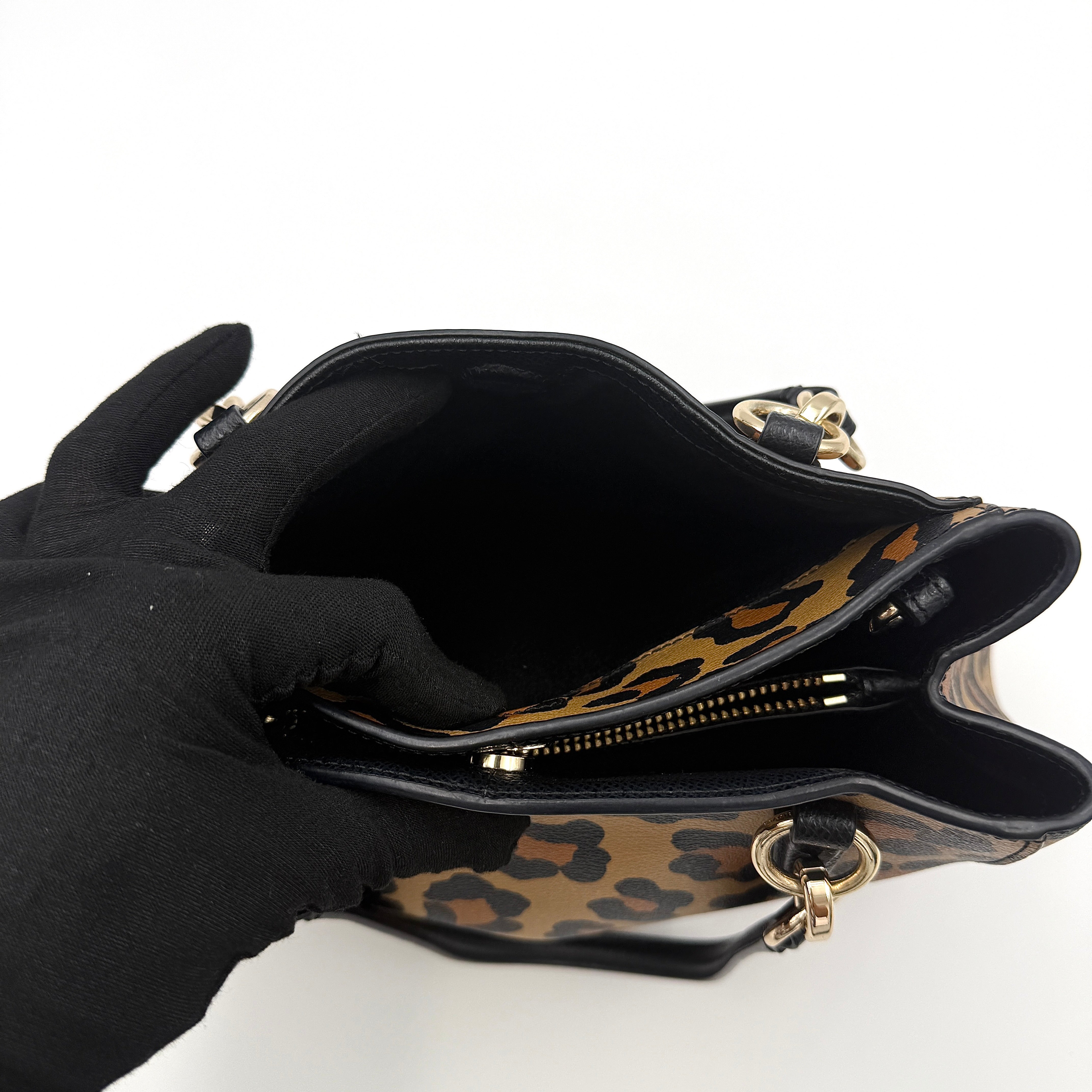 Coach 2Way Signature Leopard Christie Carryall Shoulder Bag Brown/Black