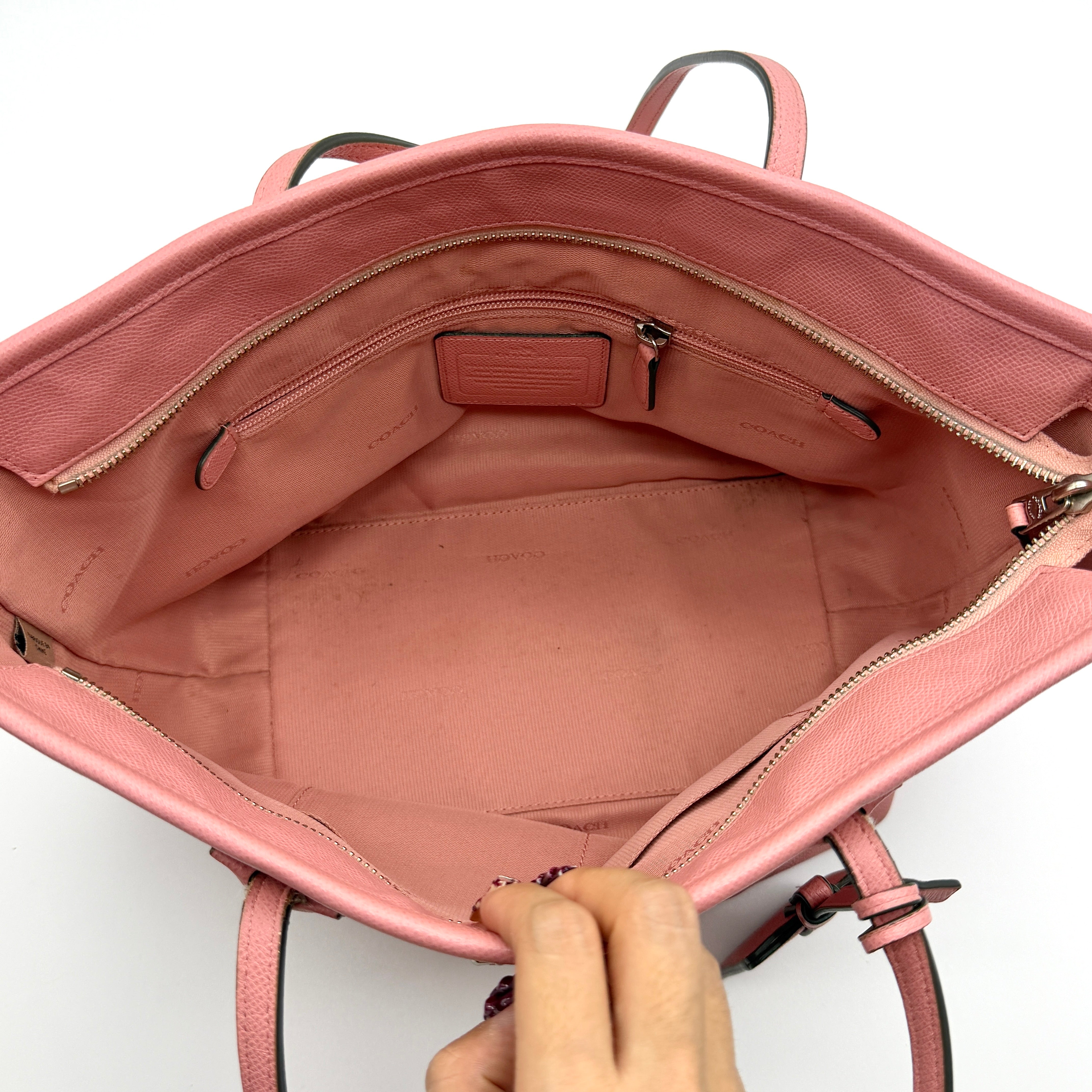 Coach Taxi Zip Top Tote Bag Pink