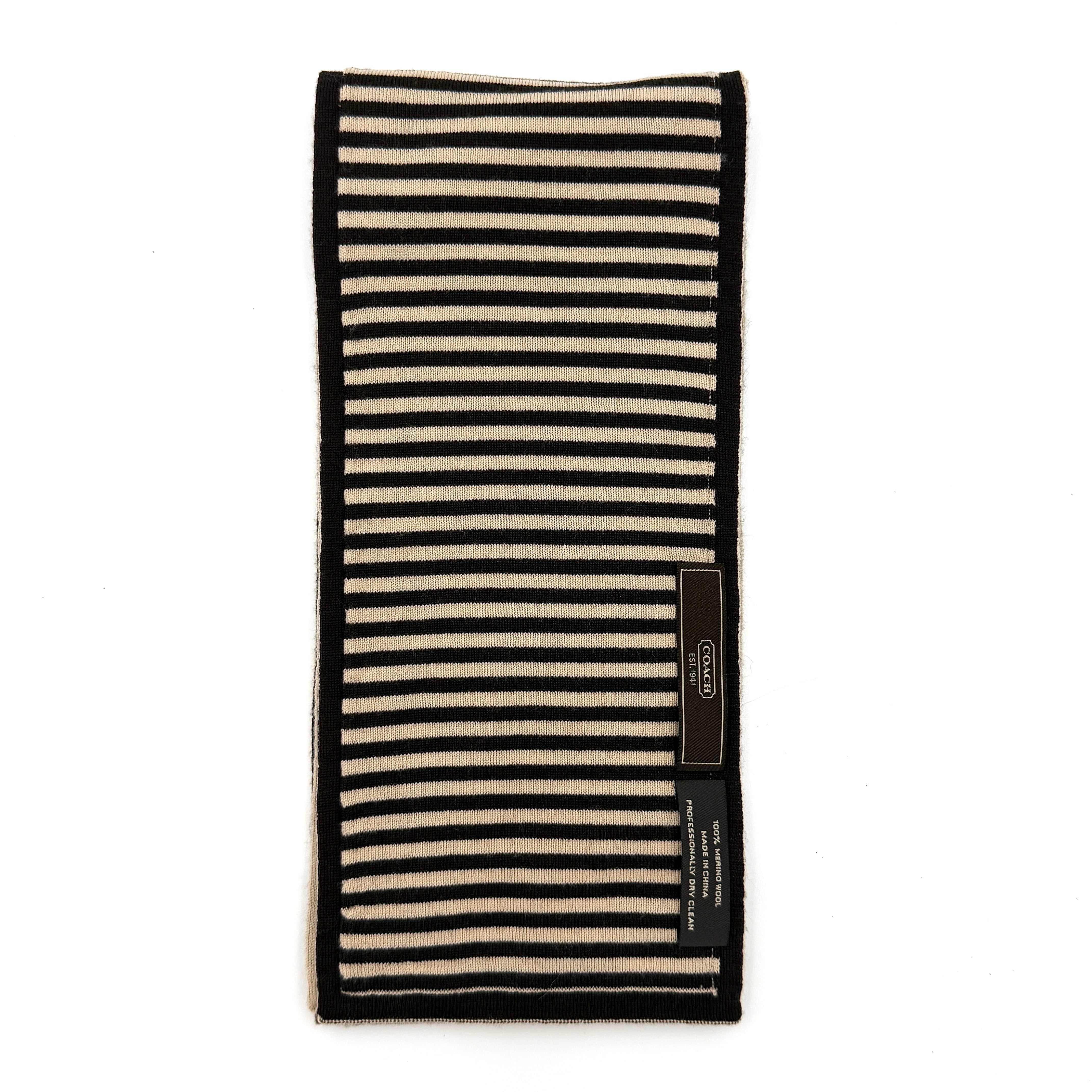 Coach Monogram Wool Scarf Black/Cream