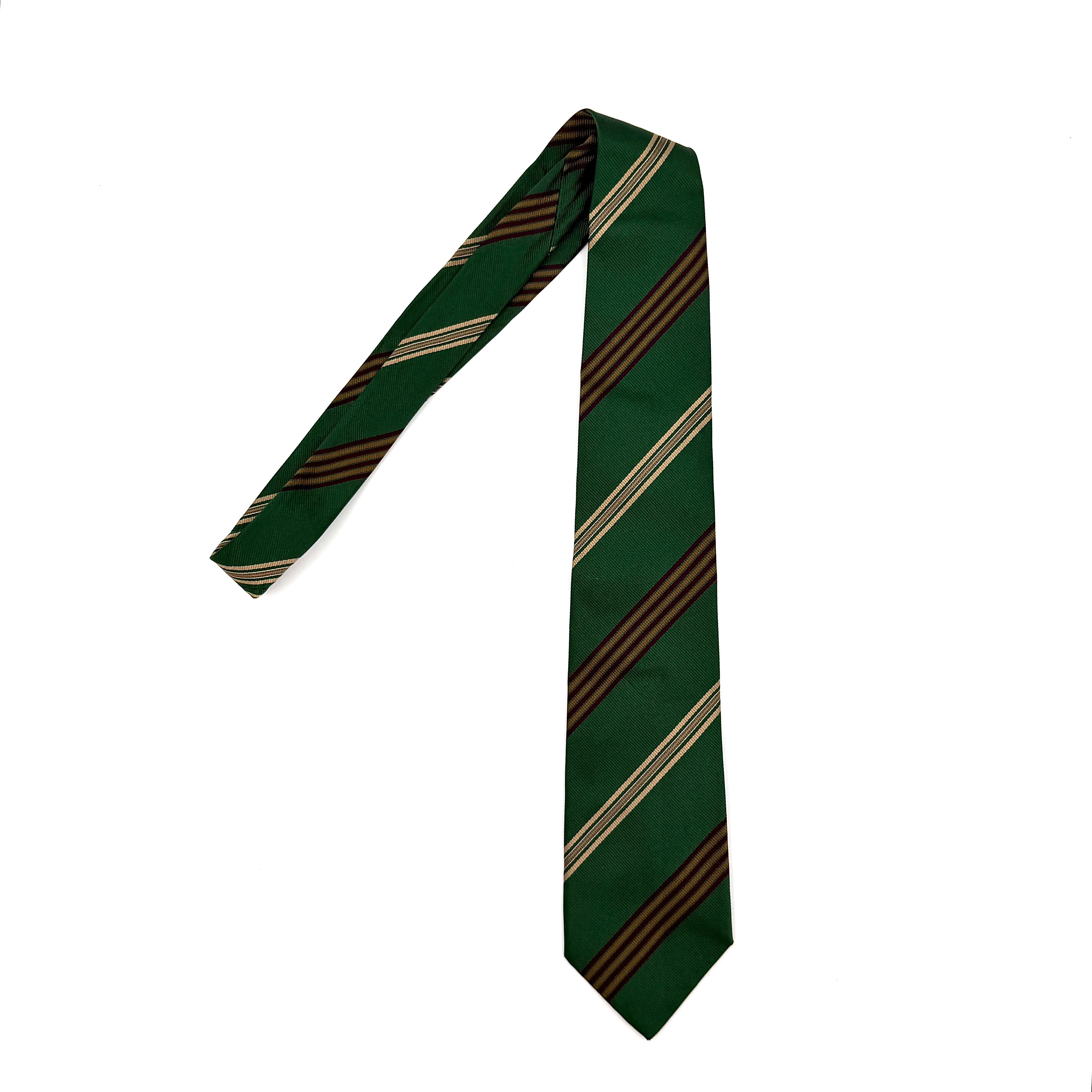 Chanel Stripe Silk Tie Green