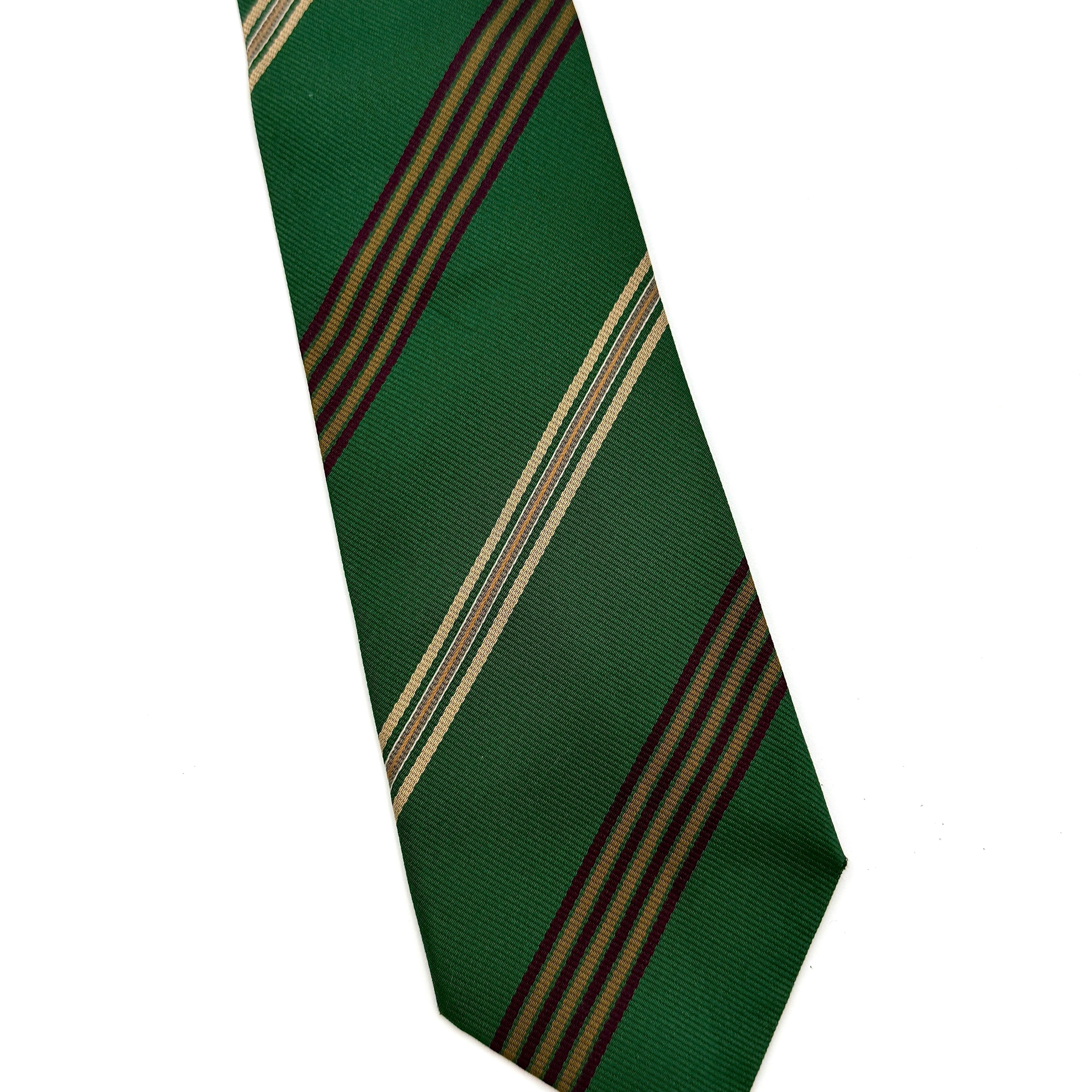 Chanel Stripe Silk Tie Green