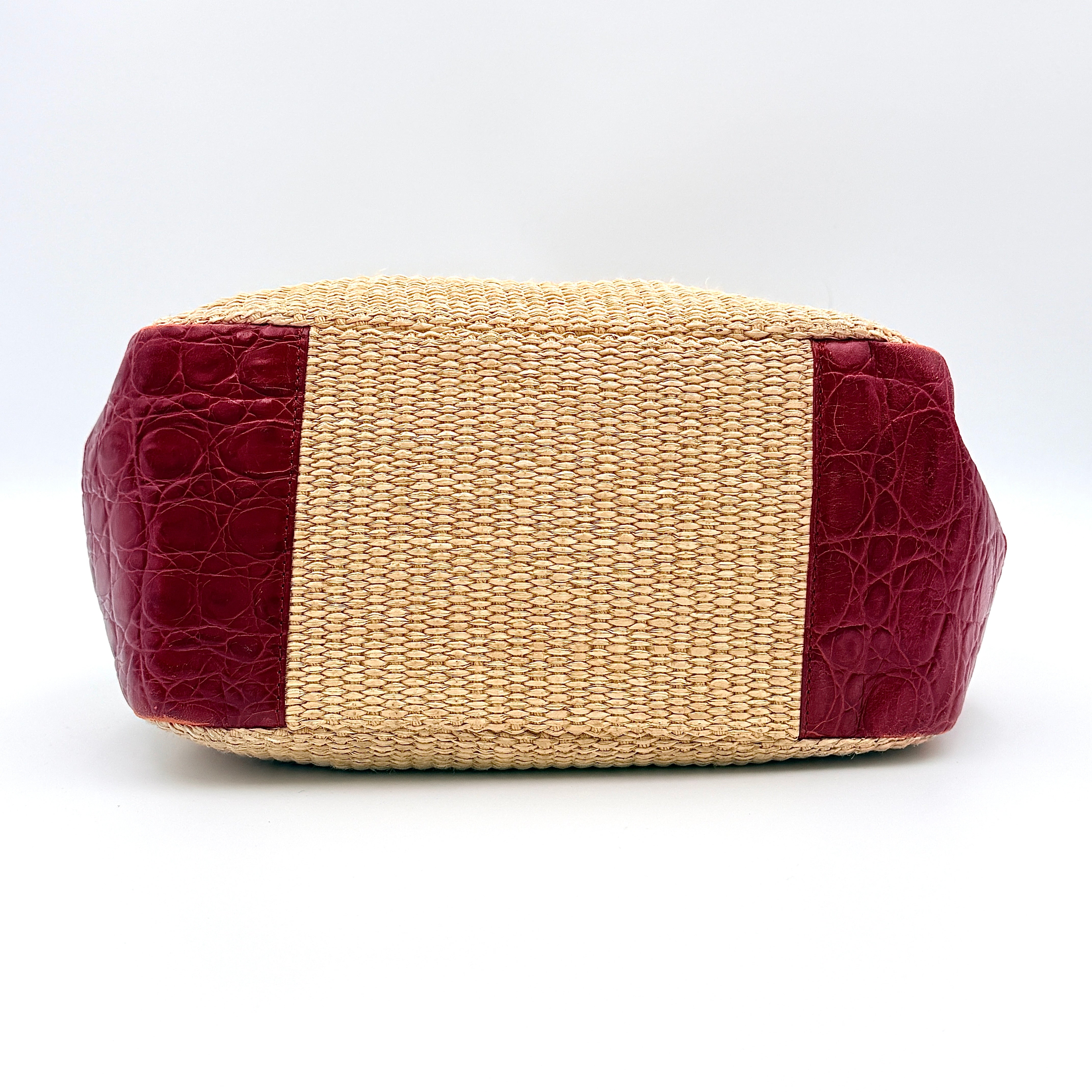 Furla Woven Straw Handbag Beige/Red