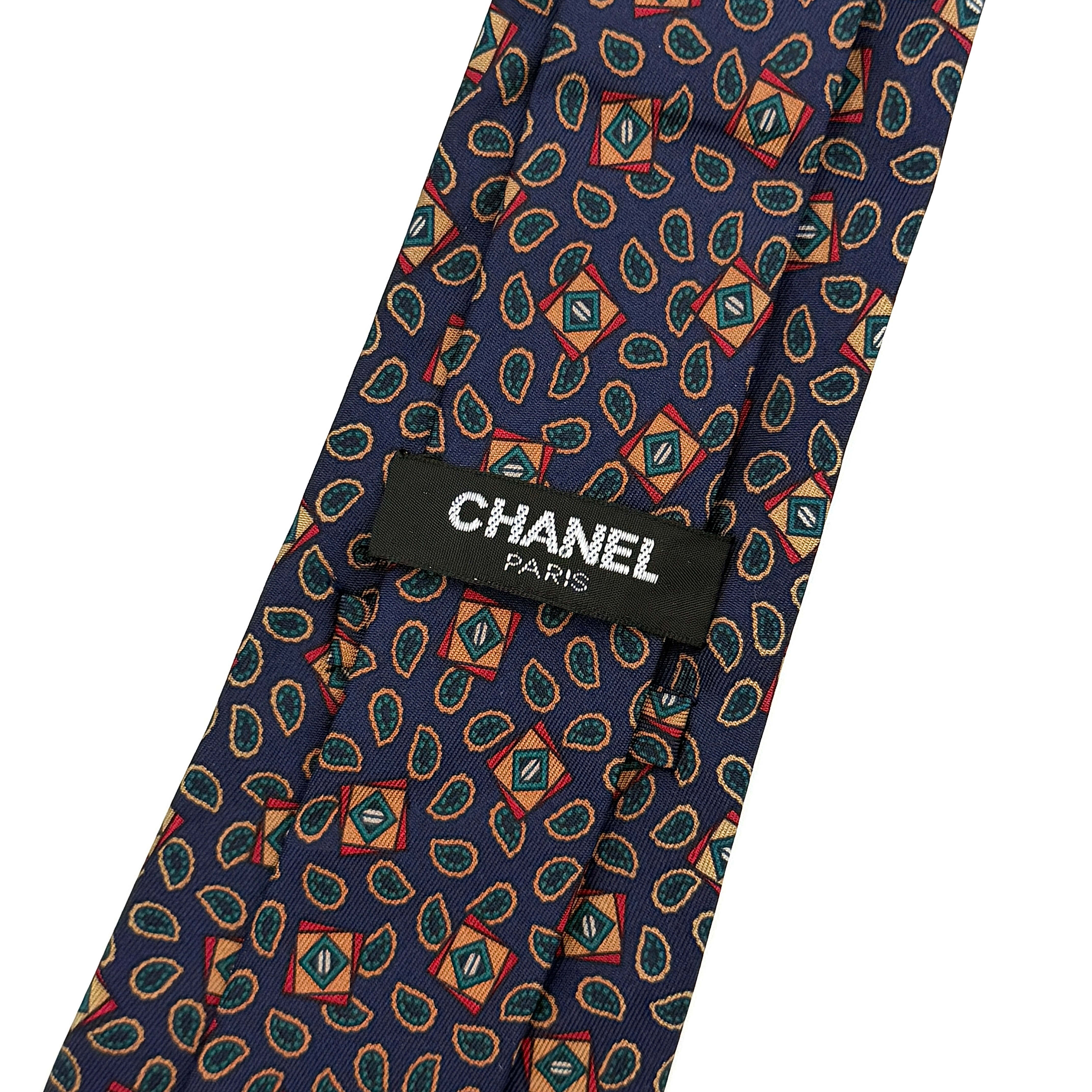 Chanel Patterned Print Silk Tie Multicolor