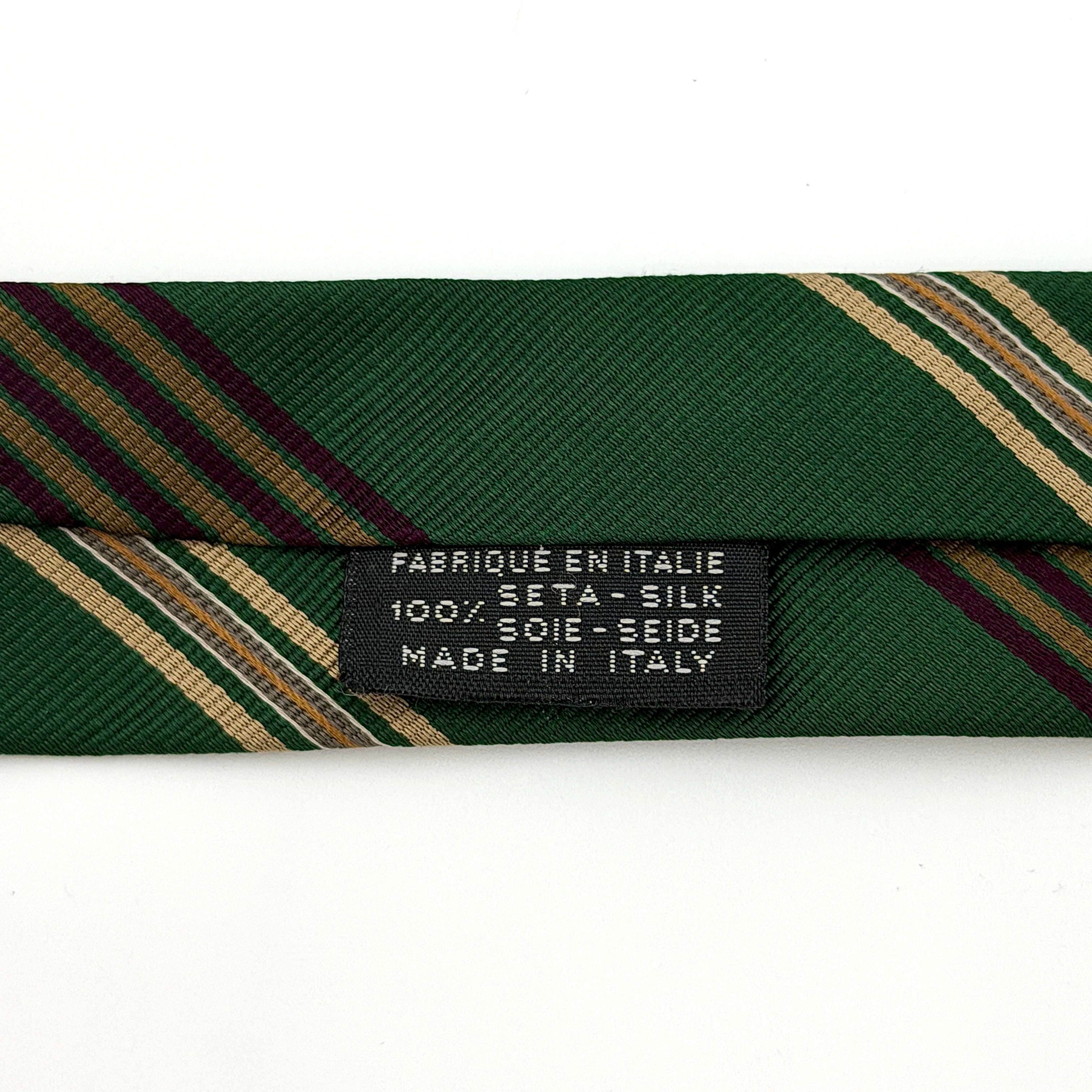 Chanel Stripe Silk Tie Green