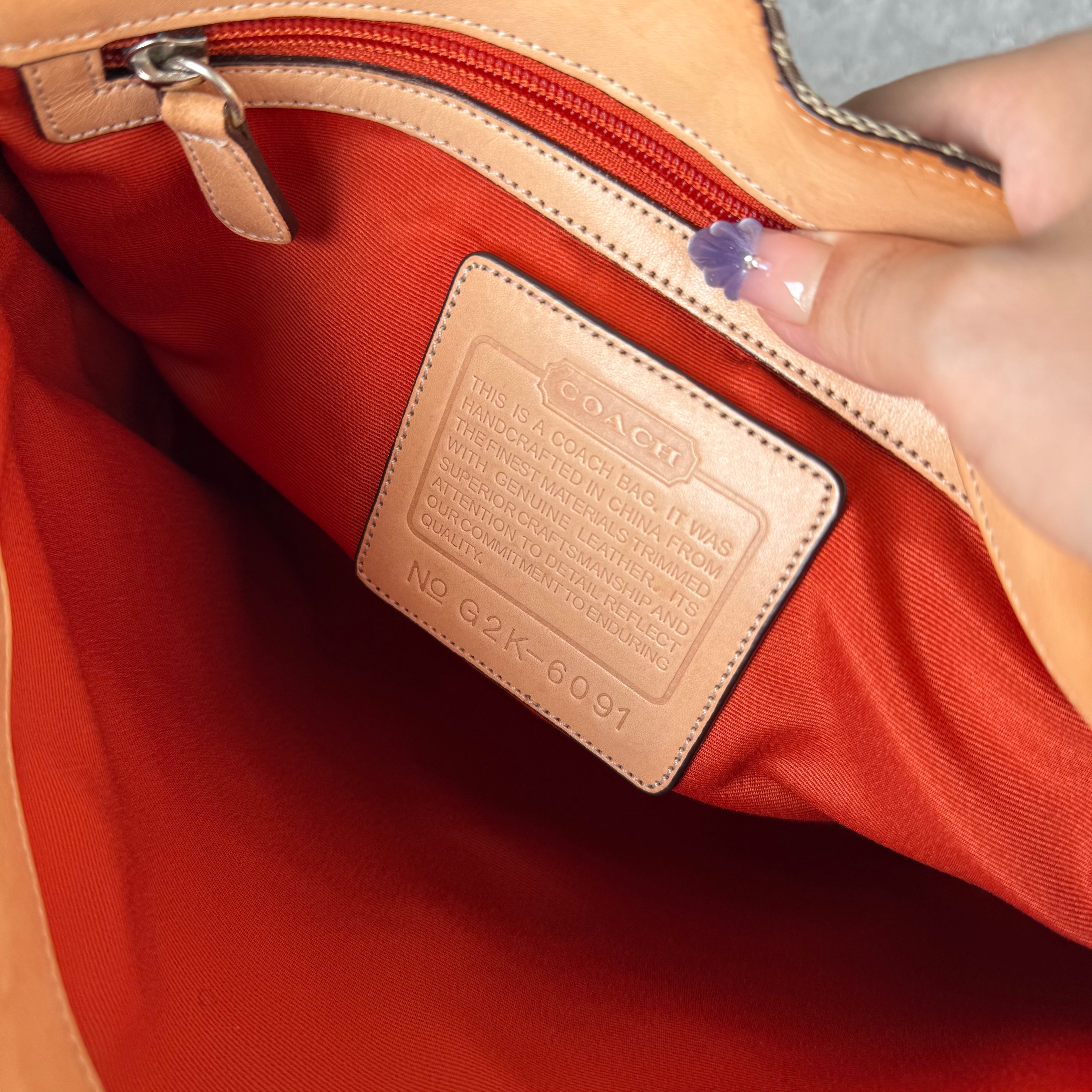 Coach Hobo Signature Clip Canvas Handbag Beige