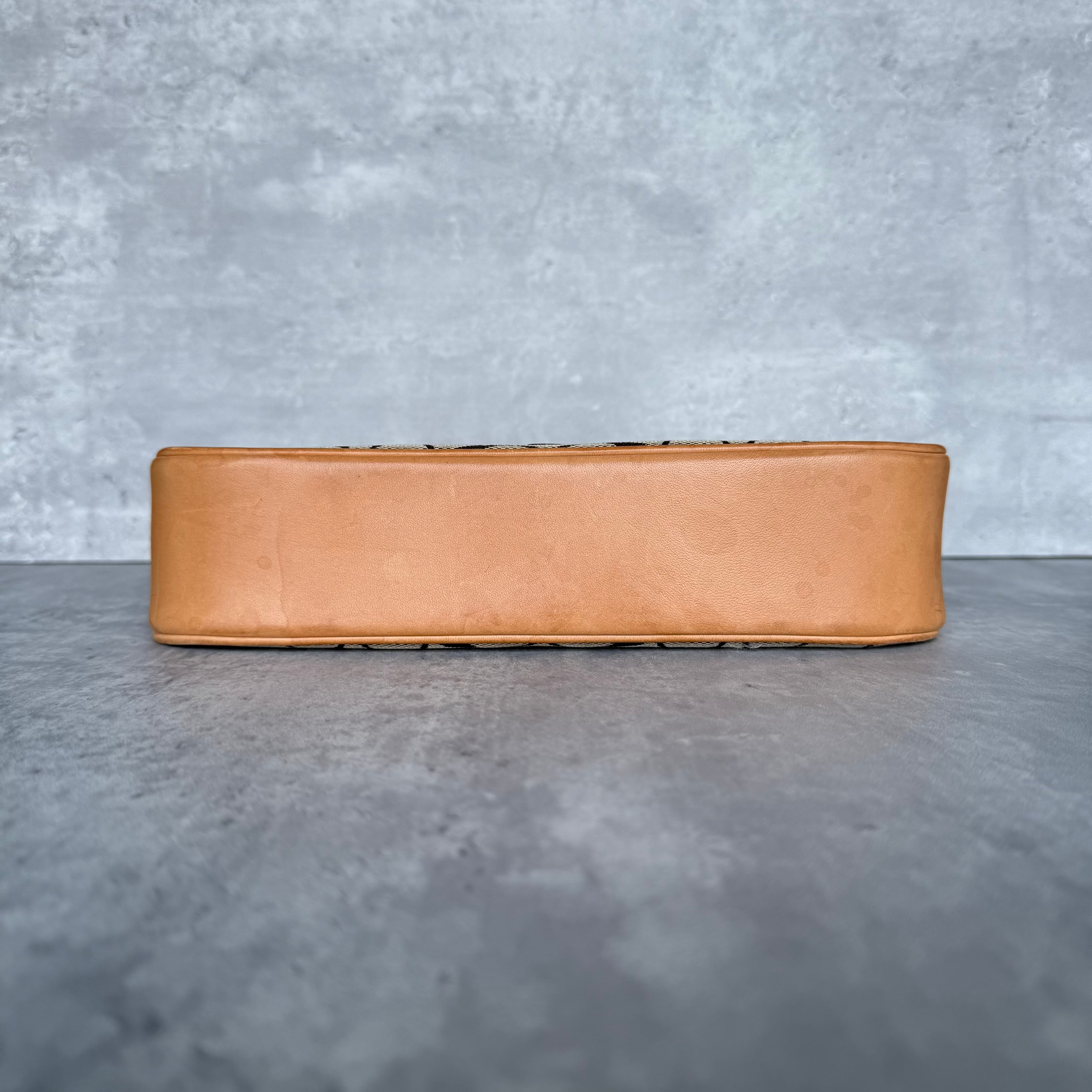 Coach Hobo Signature Clip Canvas Handbag Beige