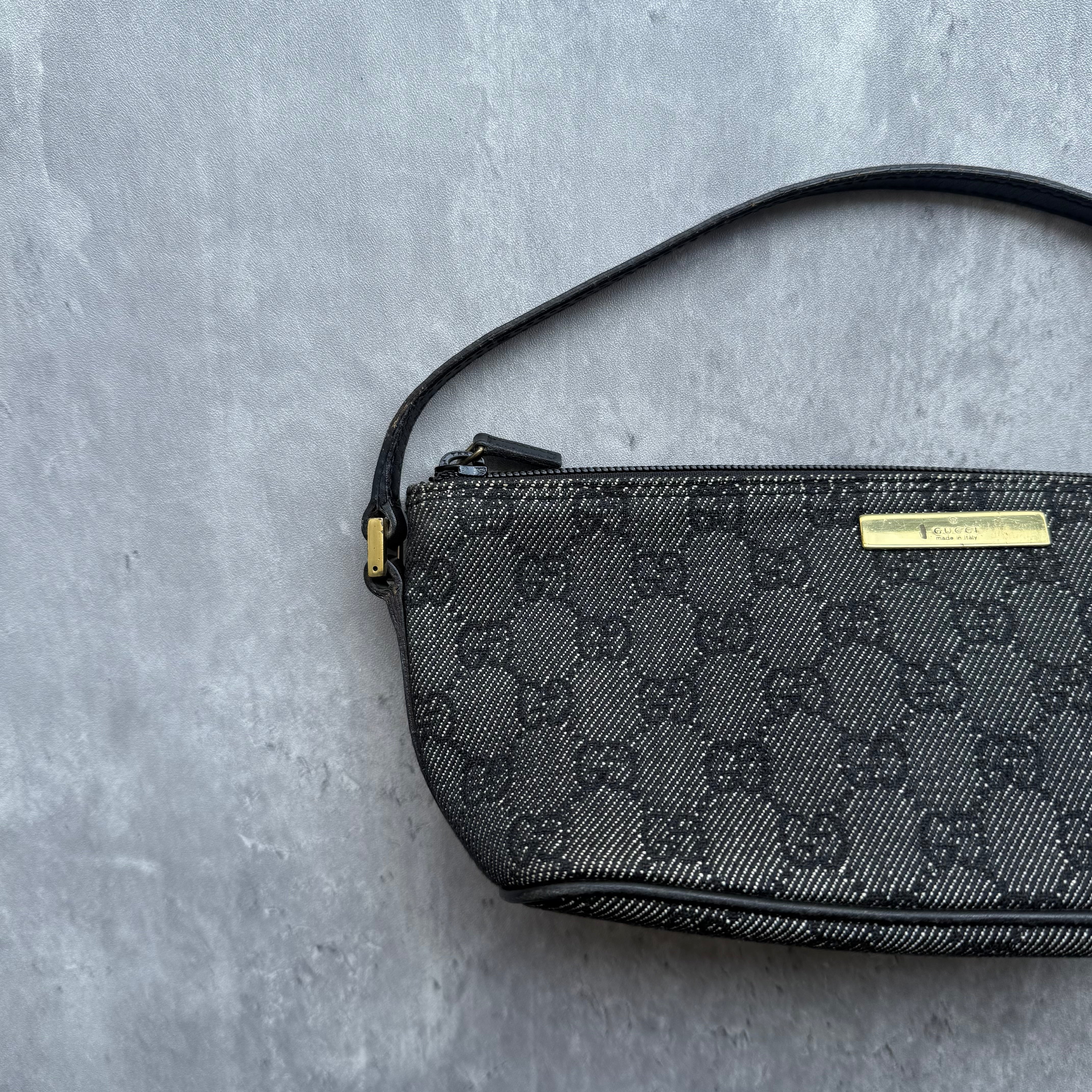 Gucci GG Monogram Pochette Boat Shoulder Bag Black