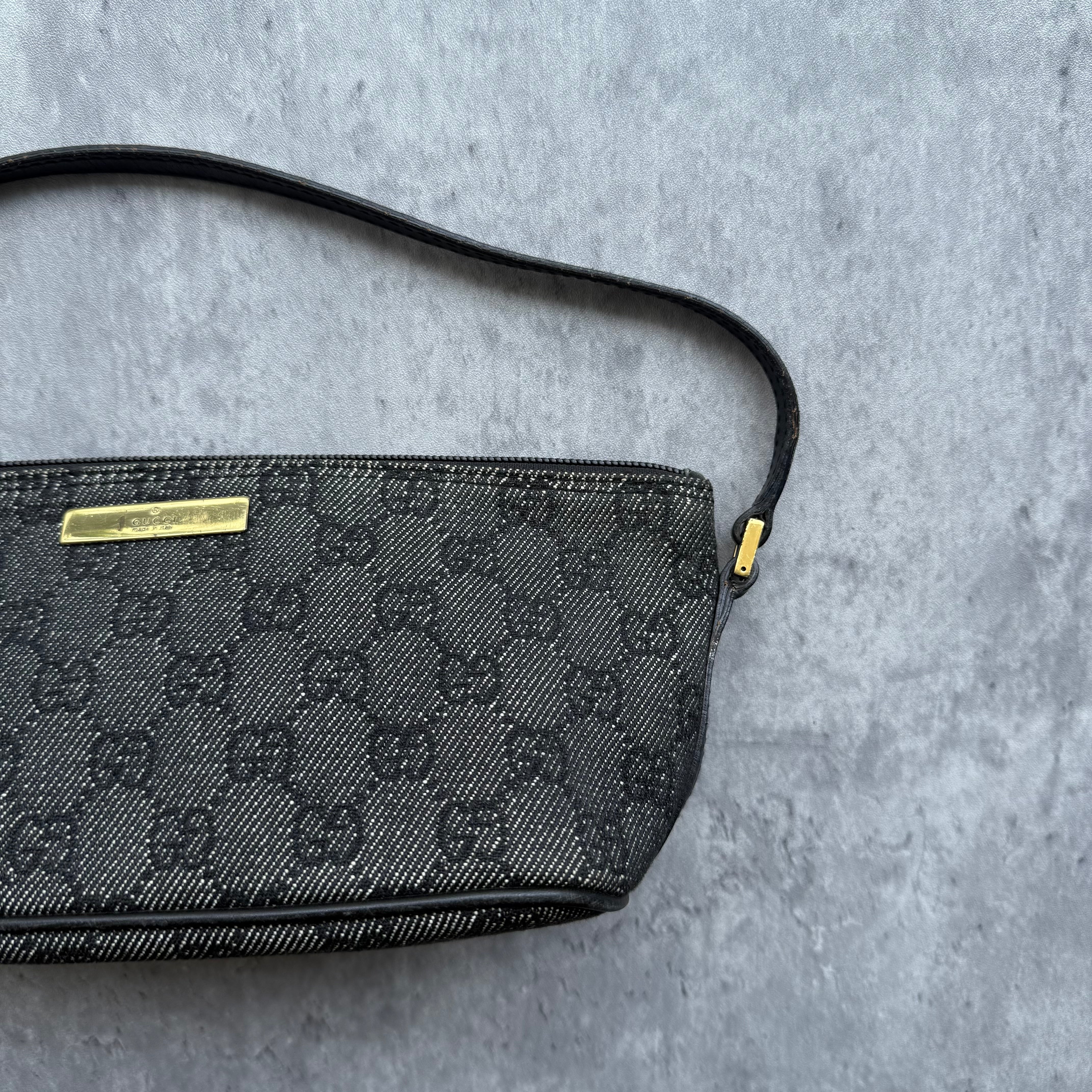 Gucci GG Monogram Pochette Boat Shoulder Bag Black