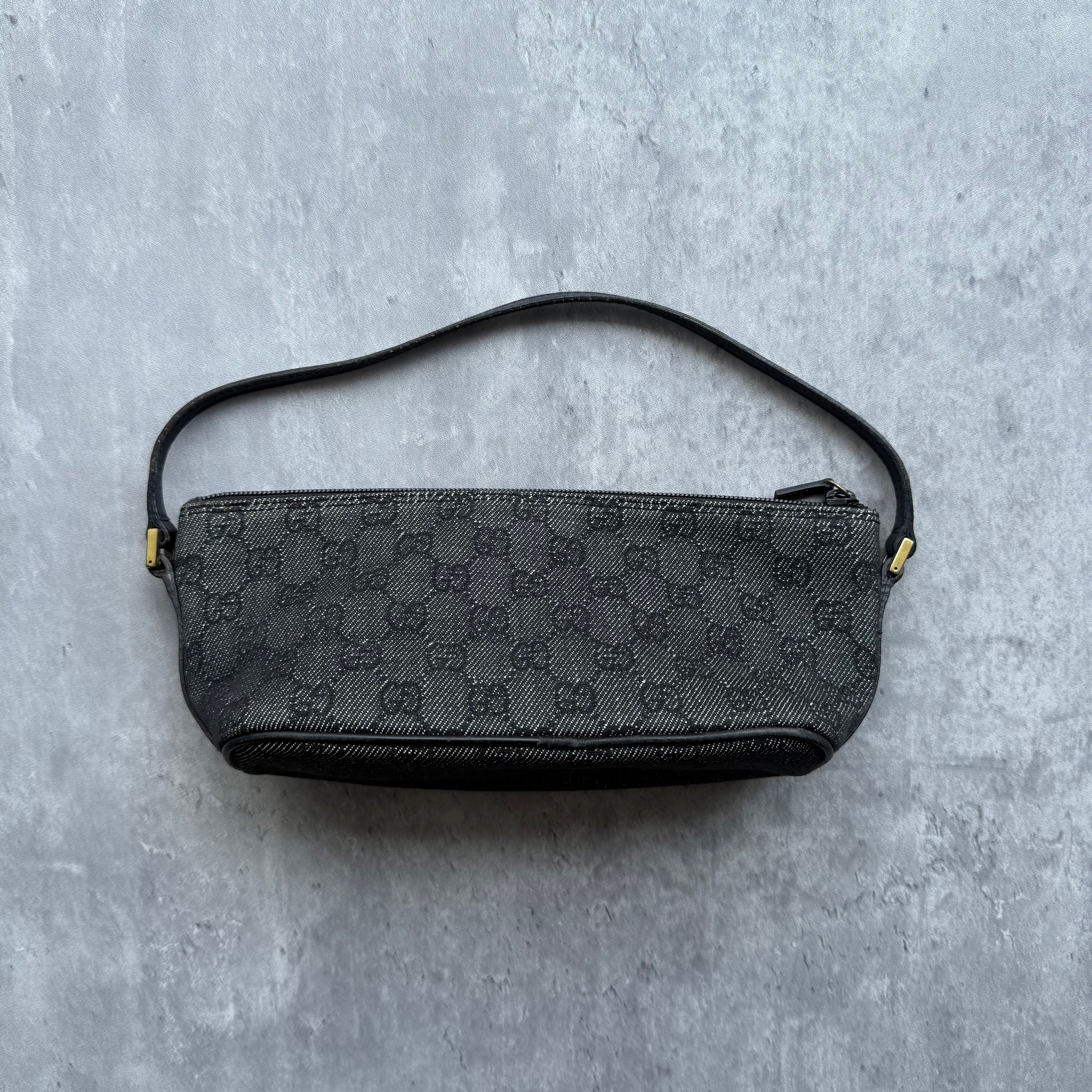 Gucci GG Monogram Pochette Boat Shoulder Bag Black