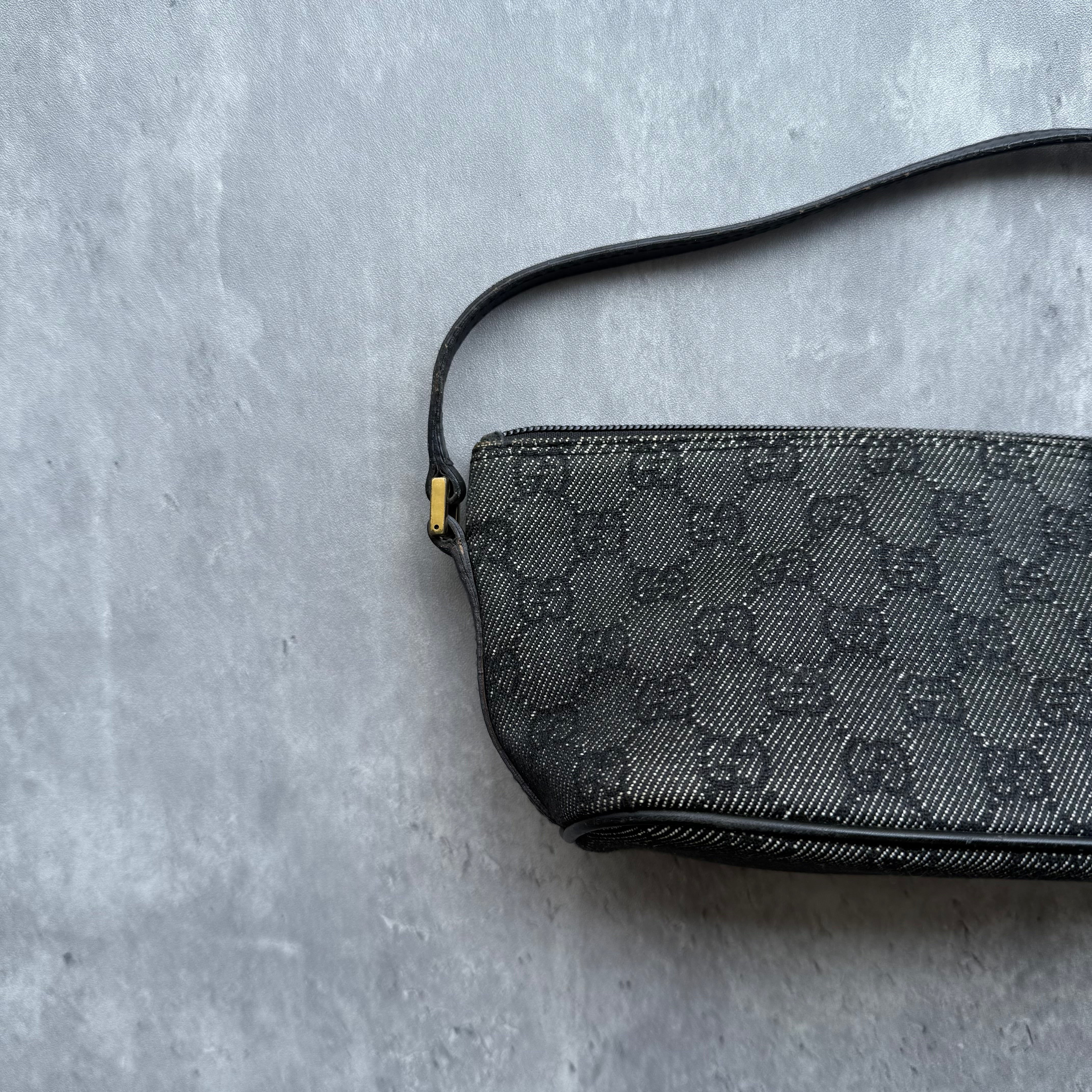 Gucci GG Monogram Pochette Boat Shoulder Bag Black