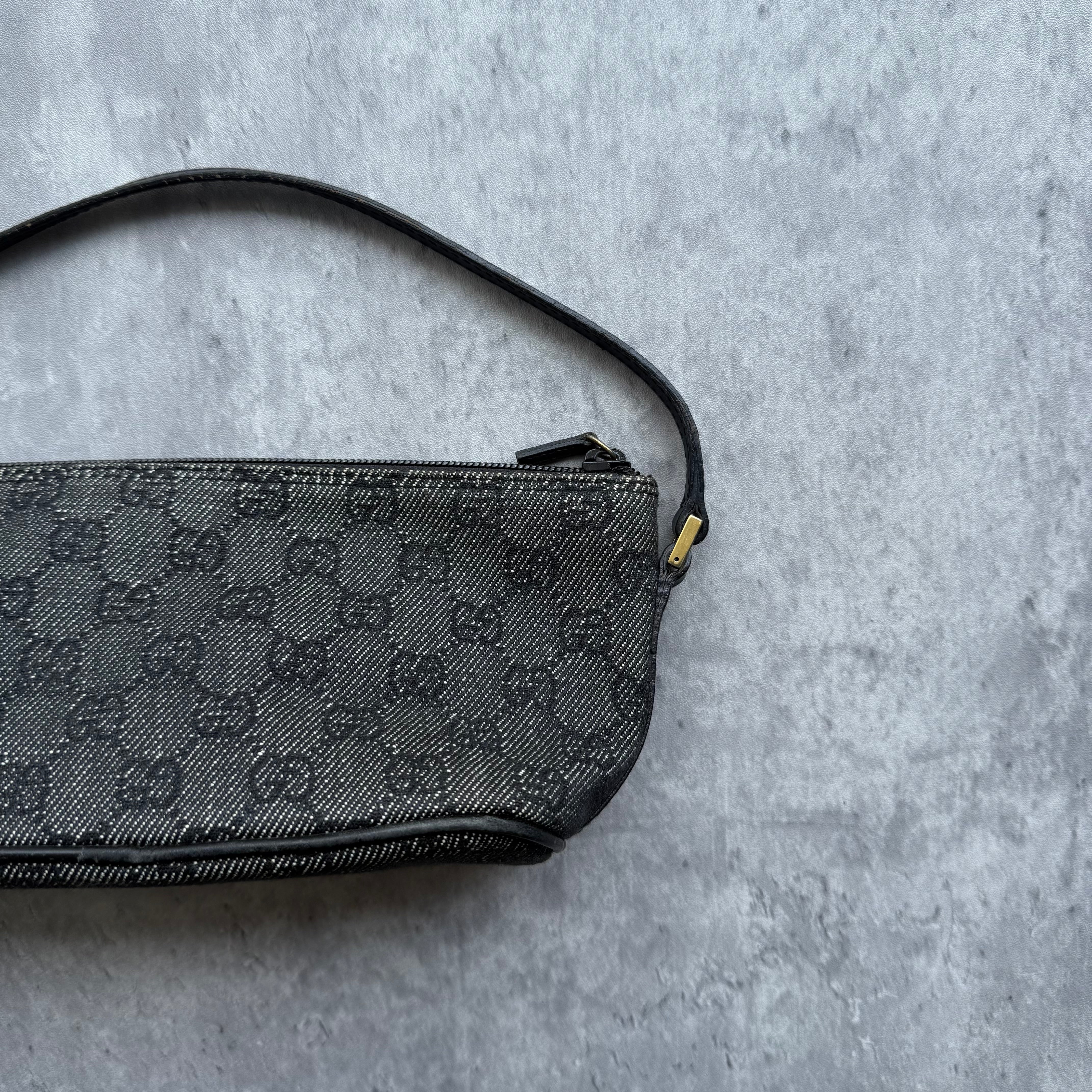 Gucci GG Monogram Pochette Boat Shoulder Bag Black