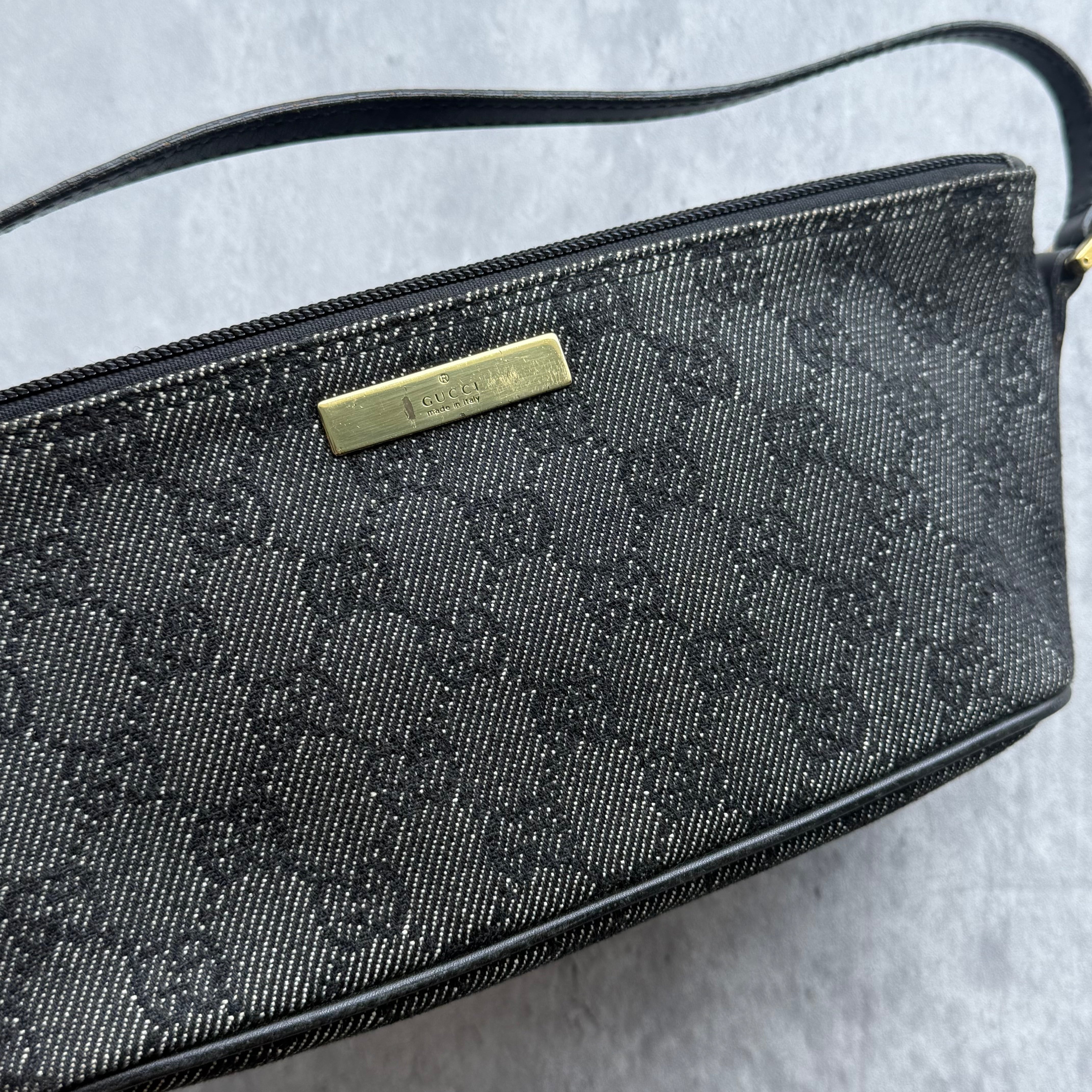 Gucci GG Monogram Pochette Boat Shoulder Bag Black