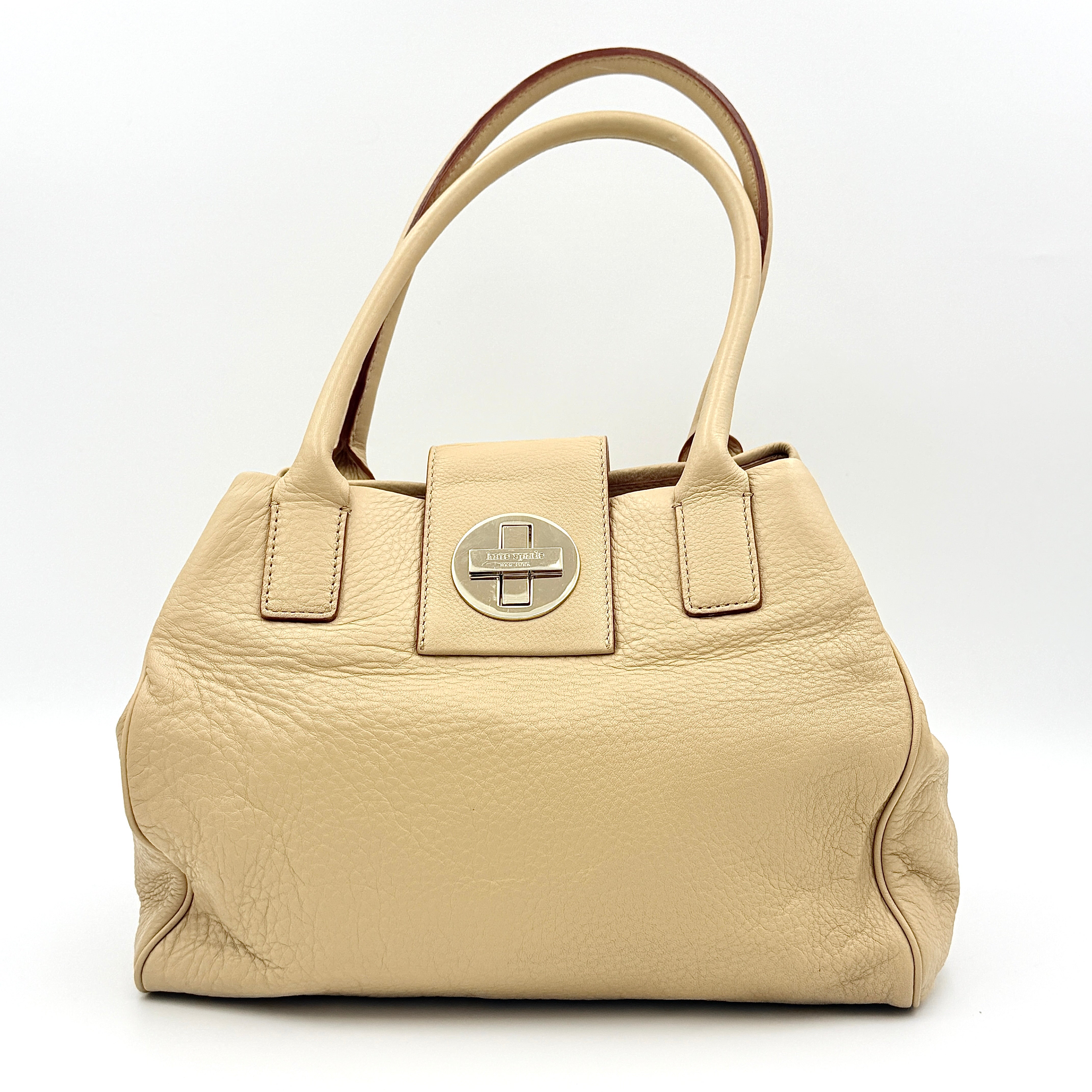 Kate Spade Bexley Anisha Turnlock Satchel Handbag Beige