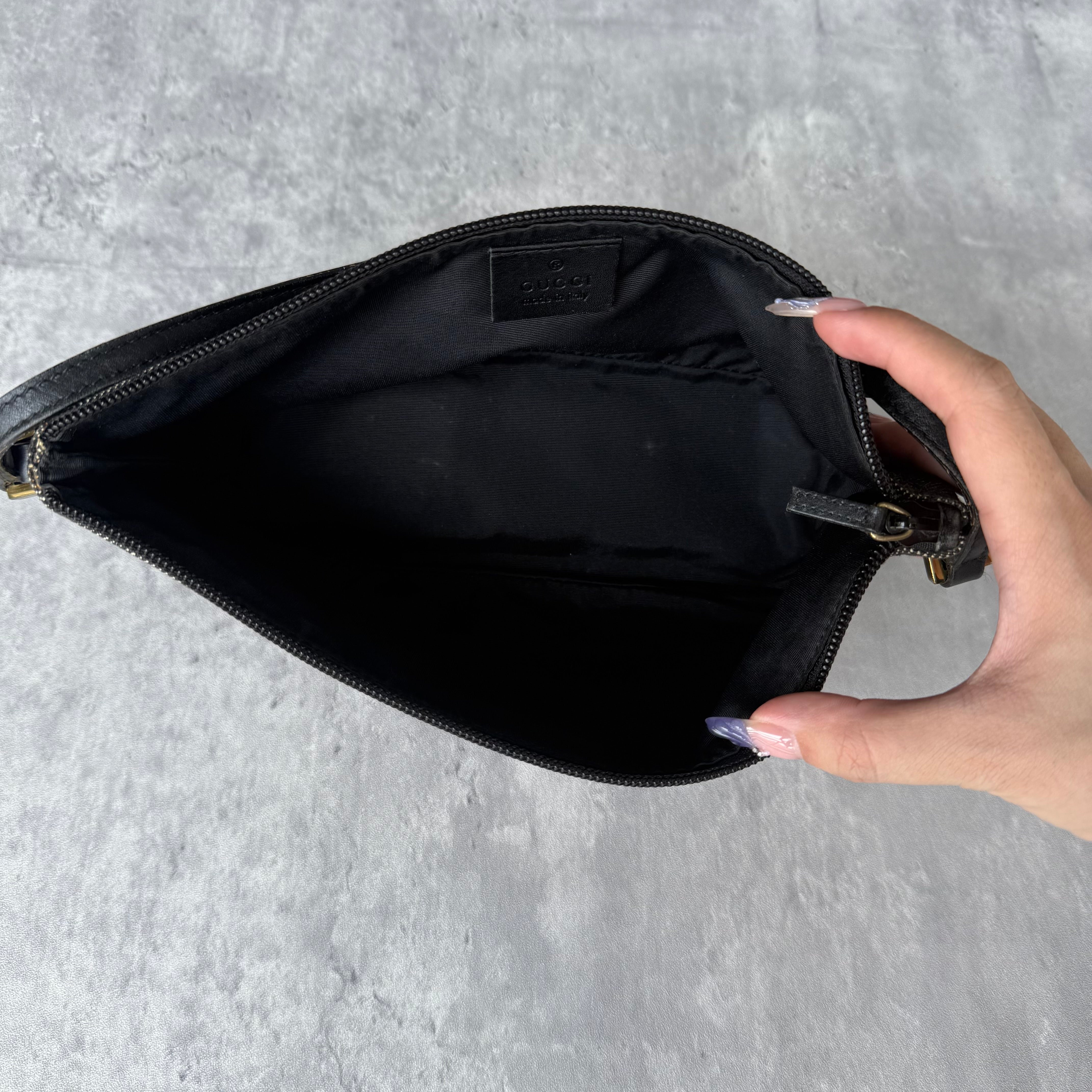 Gucci GG Monogram Pochette Boat Shoulder Bag Black