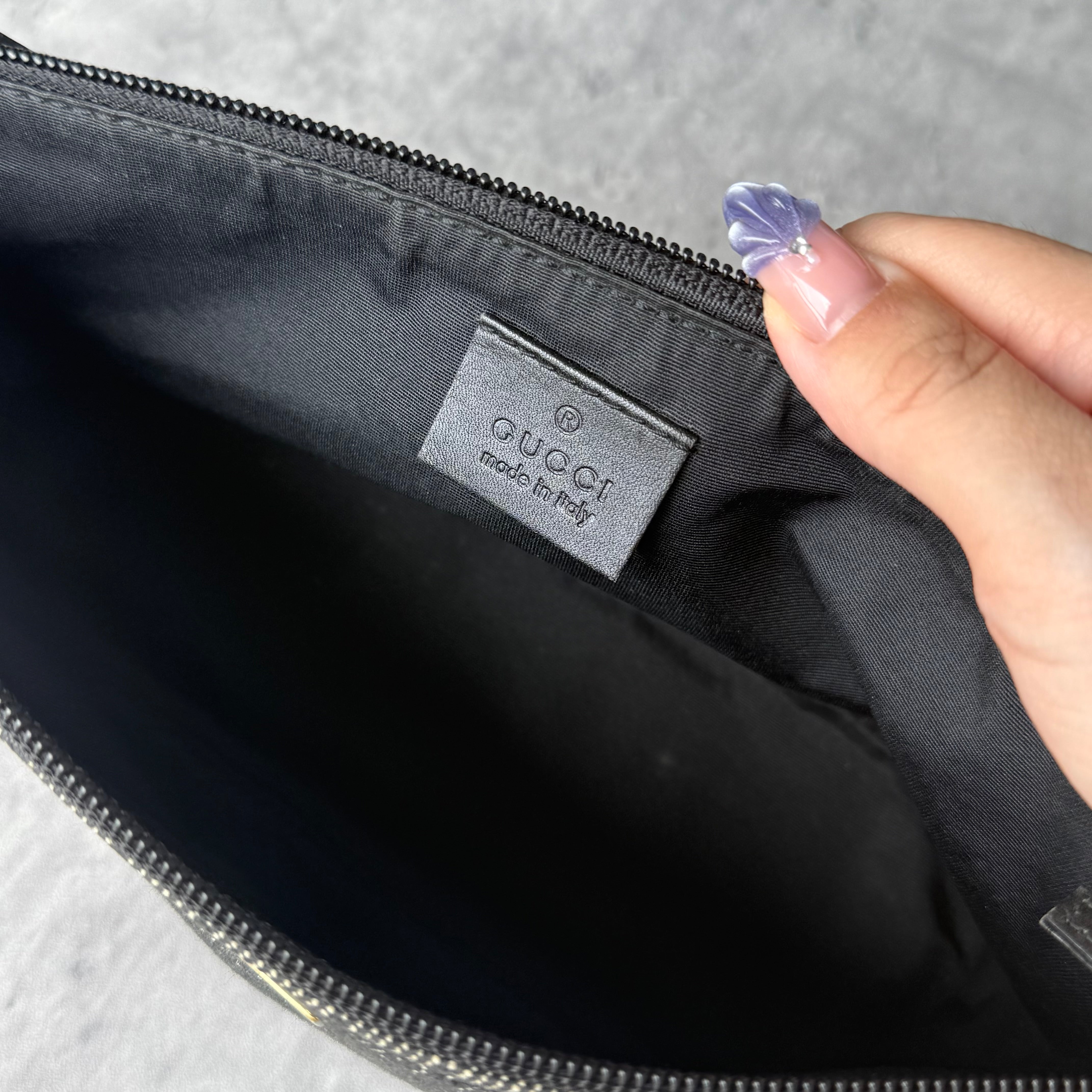 Gucci GG Monogram Pochette Boat Shoulder Bag Black