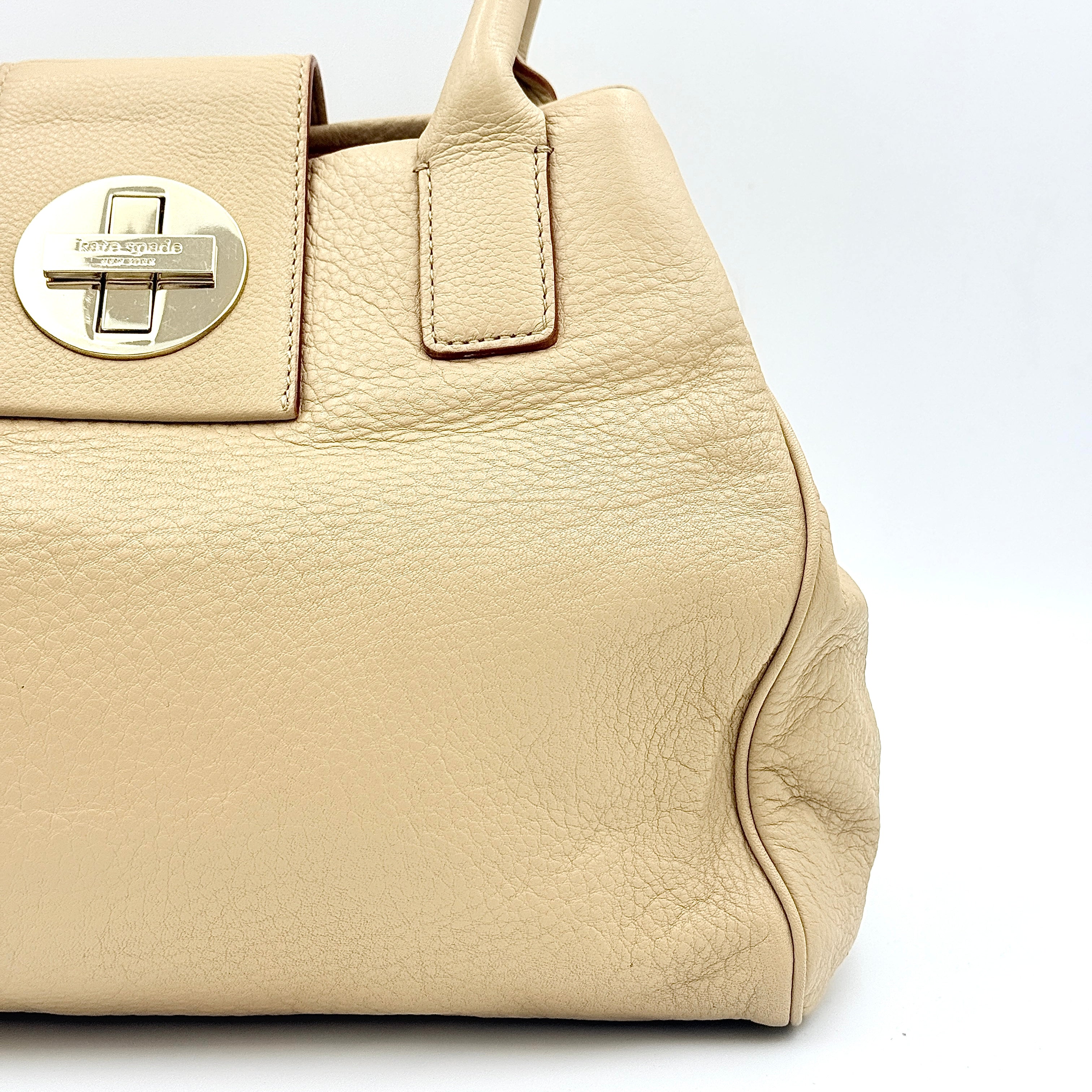 Kate Spade Bexley Anisha Turnlock Satchel Handbag Beige