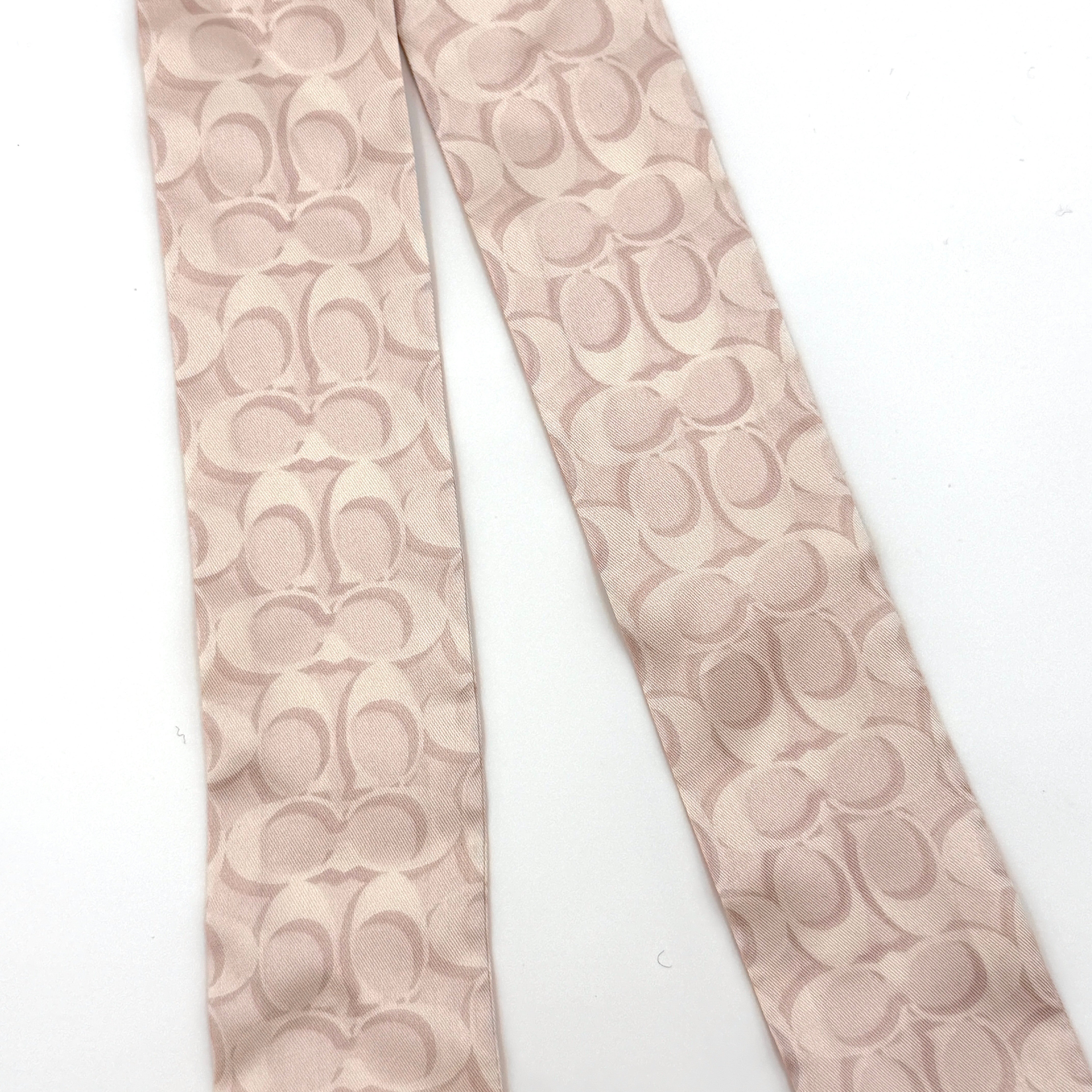 Coach Signature Print Silk Skinny Scarf Light Pink