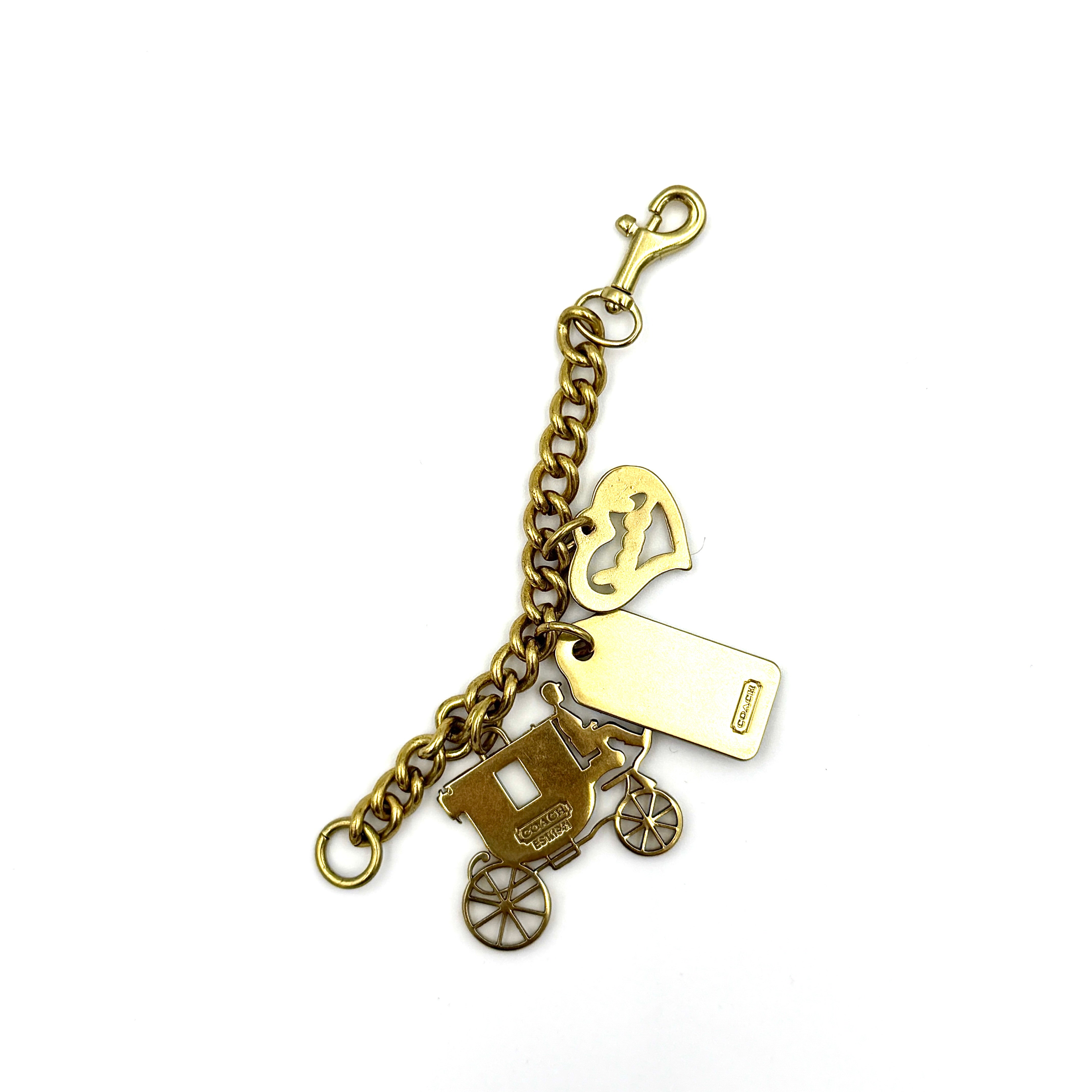 Coach Carriage Heart Tag Charm Gold