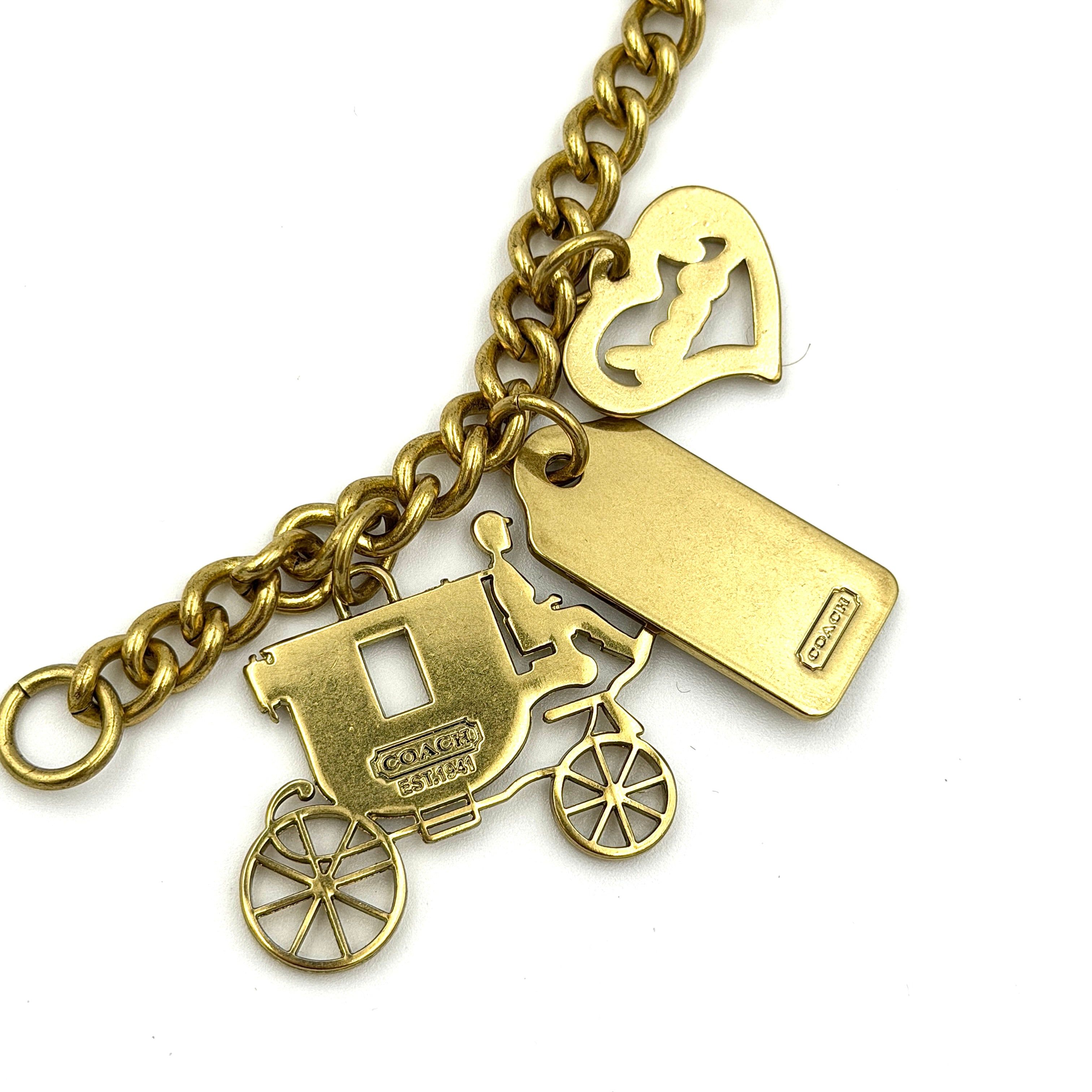 Coach Carriage Heart Tag Charm Gold