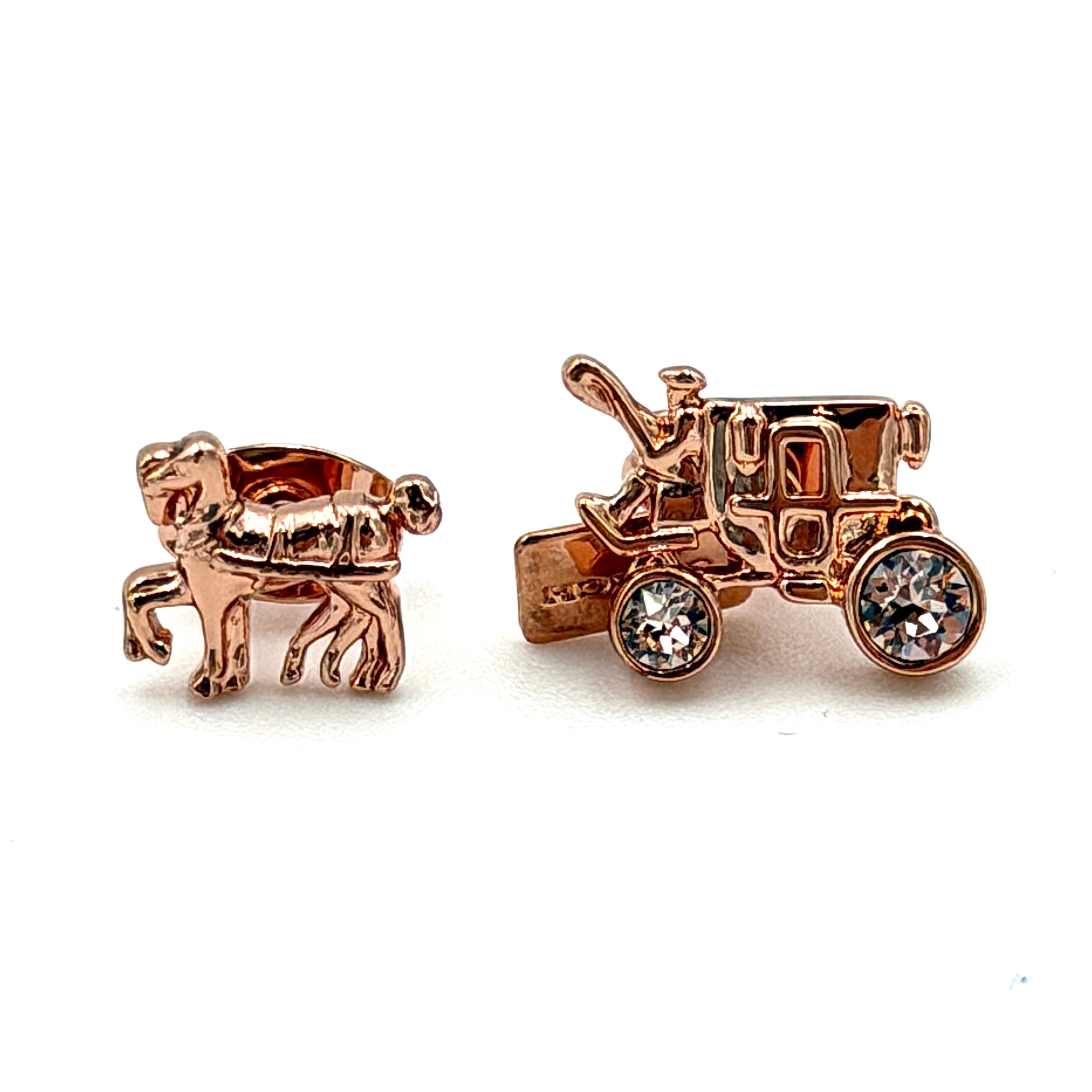 Coach Horse & Carriage Stud Earrings Rose Gold