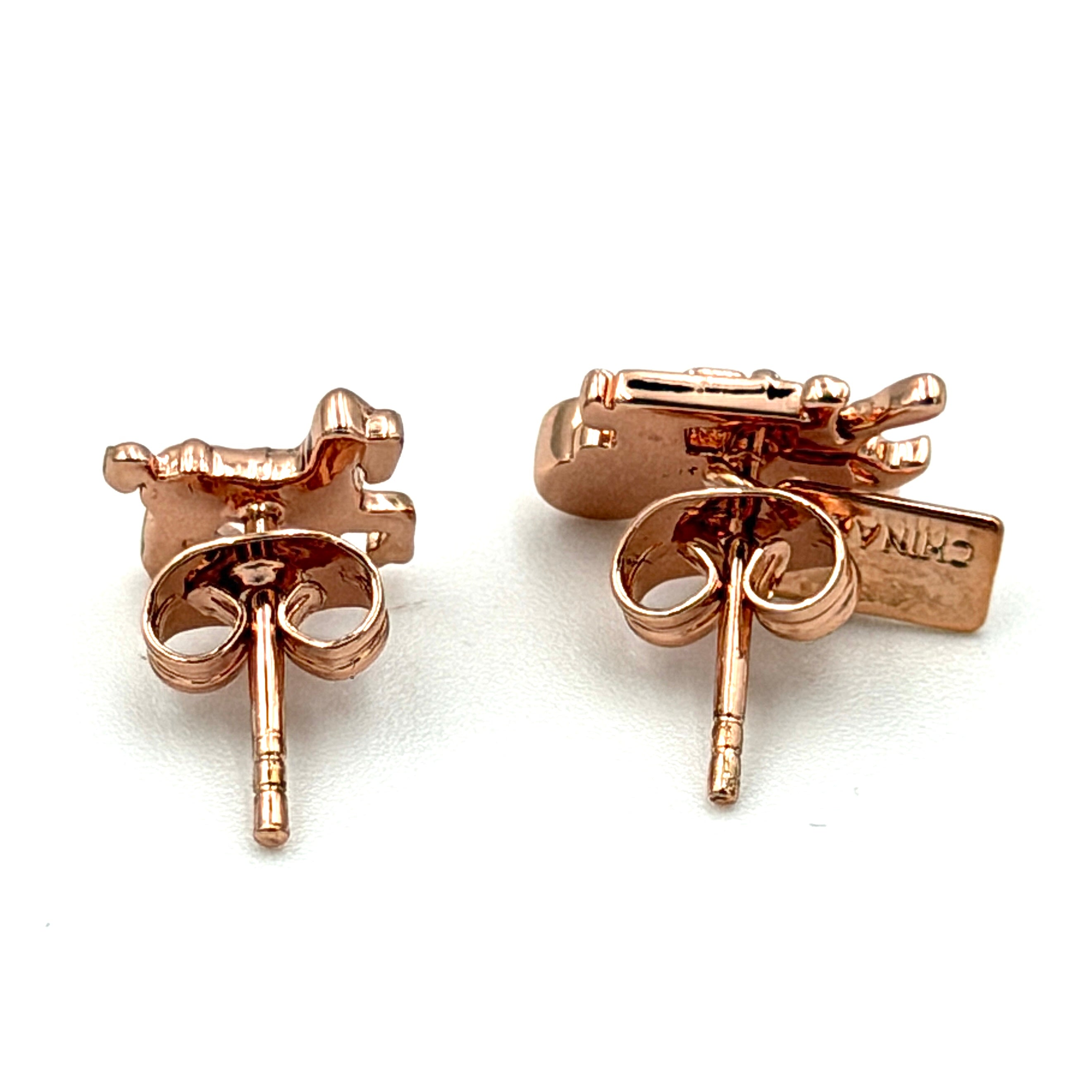 Coach Horse & Carriage Stud Earrings Rose Gold