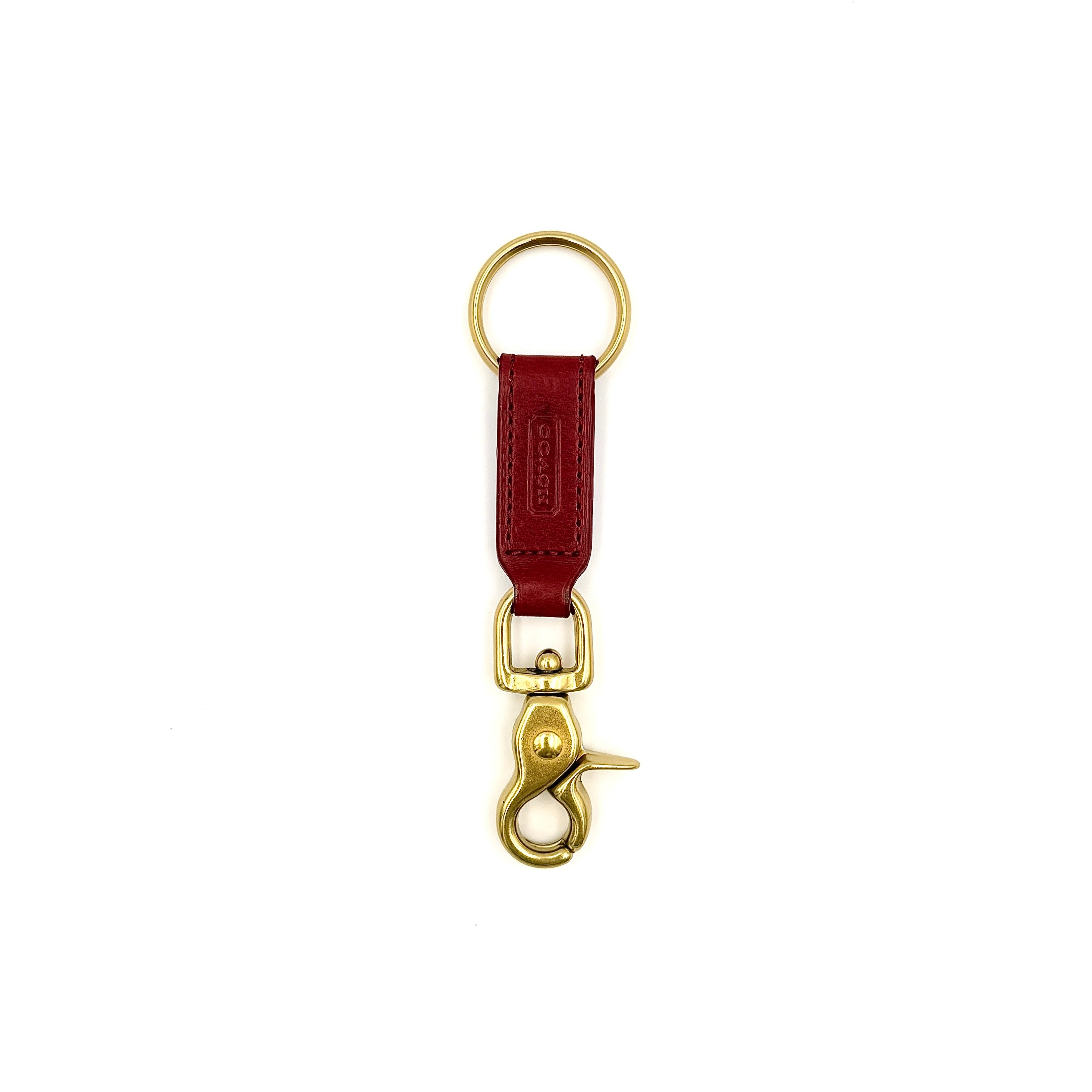 Coach Leather Snap Key Fob Red/Gold