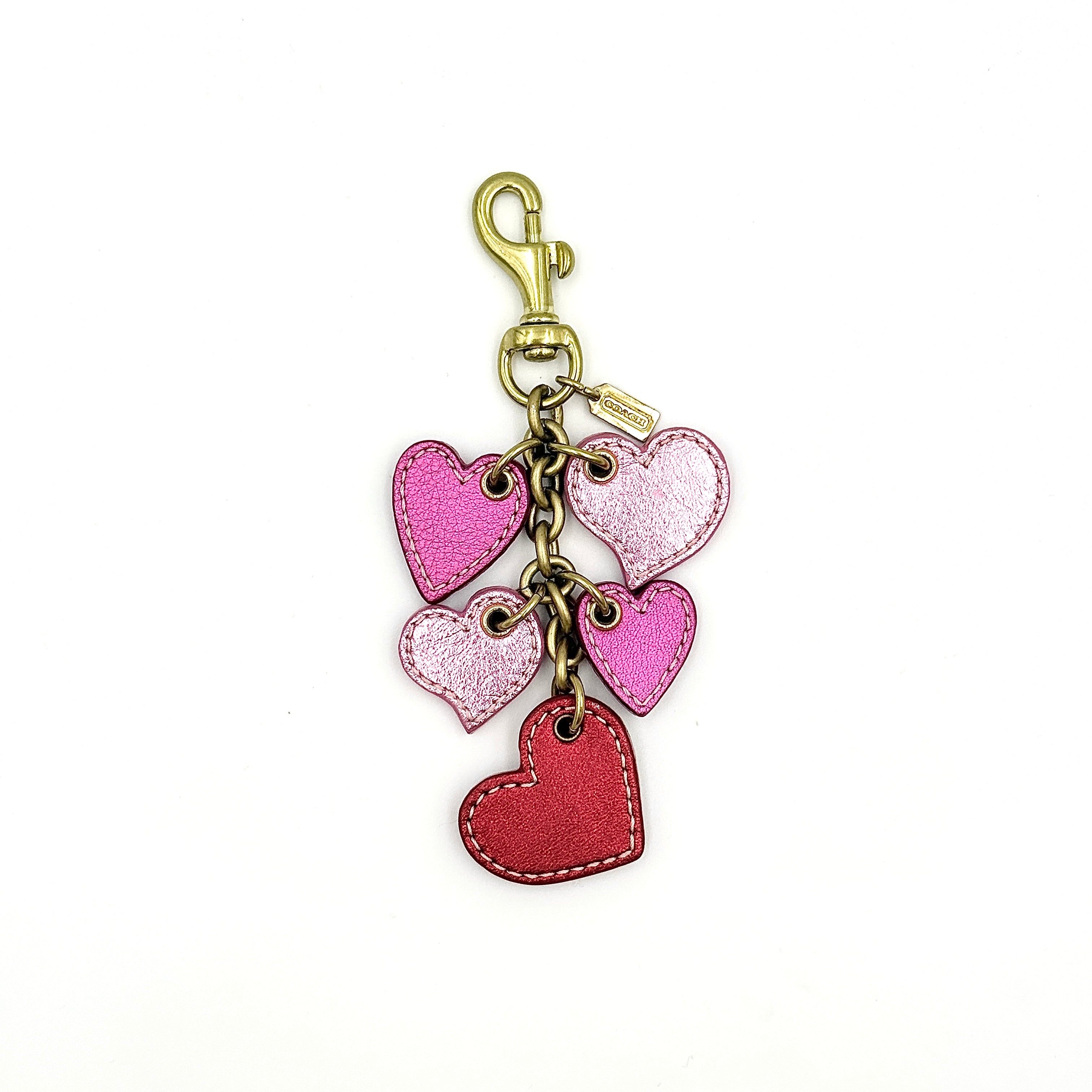 Coach Multi Heart Bag Charm Pink/Red