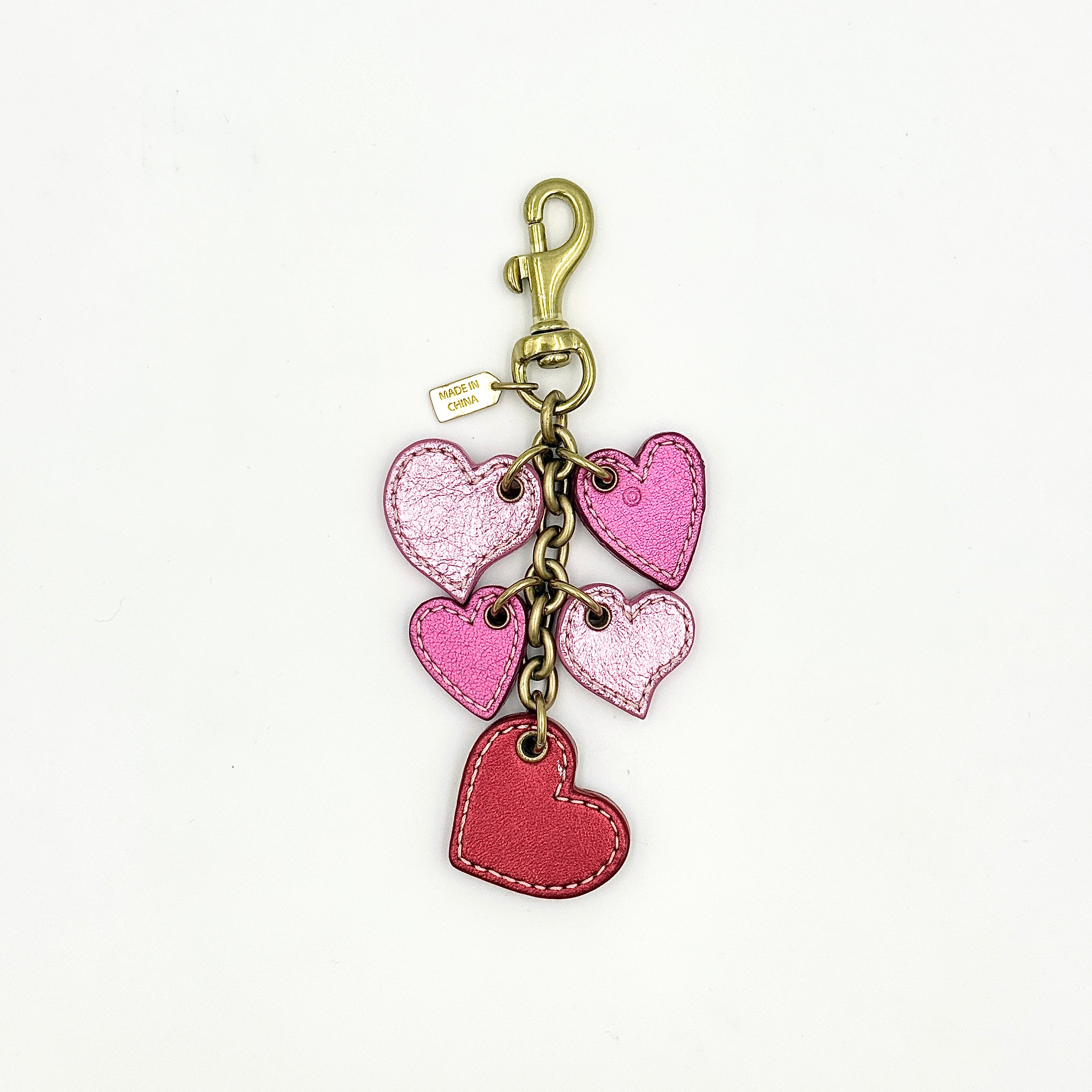 Coach Multi Heart Bag Charm Pink/Red
