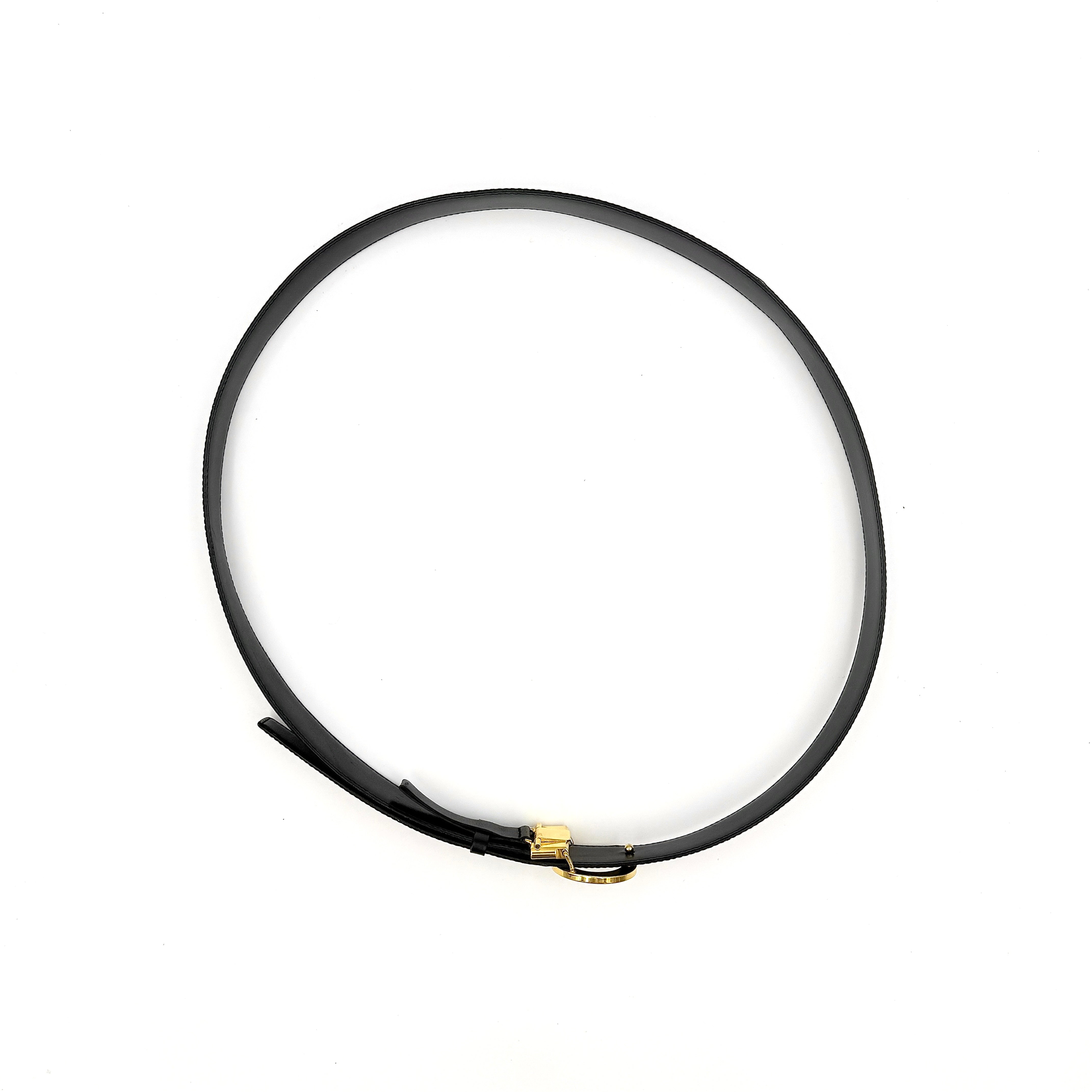 Celine Leather Buckle Belt Black/Gold