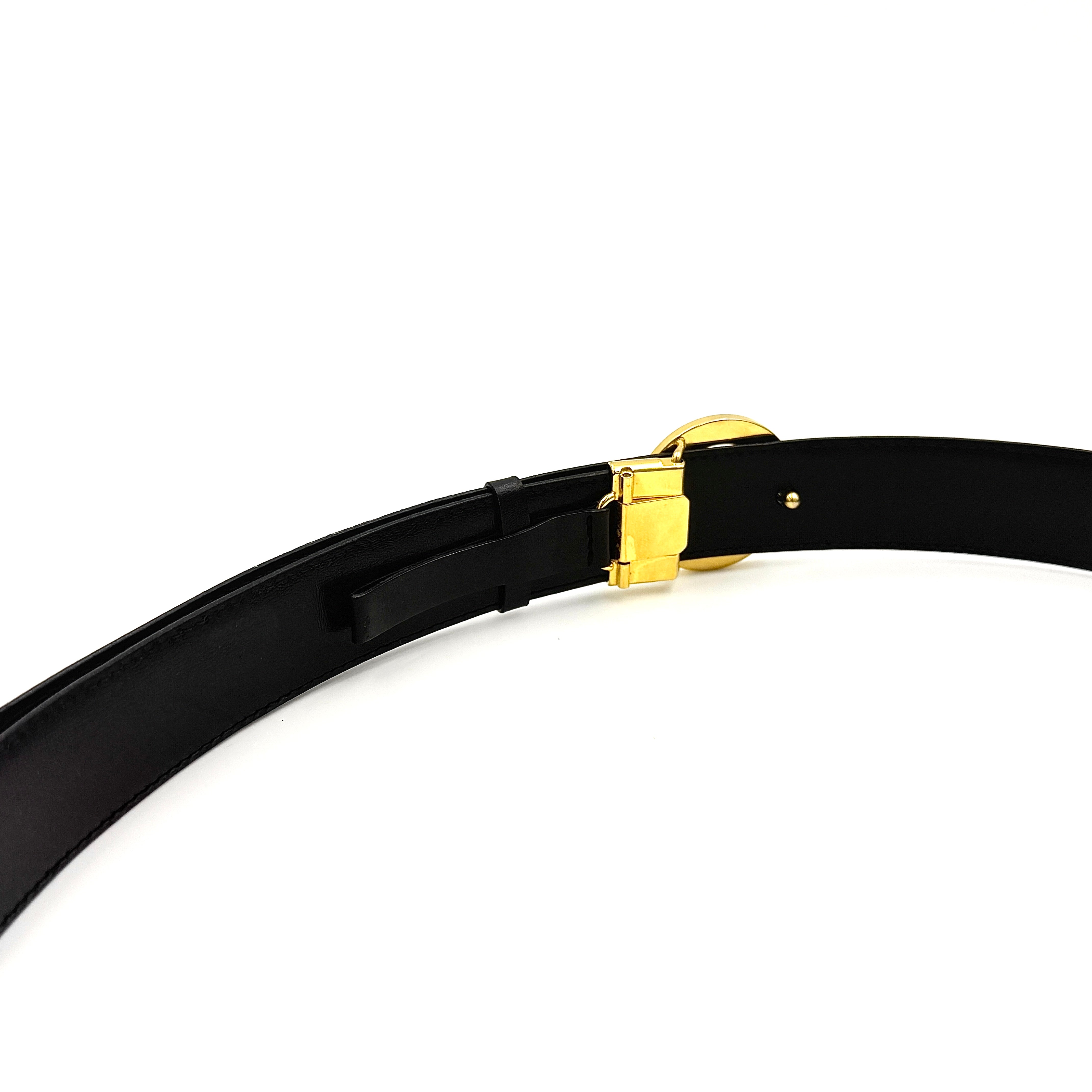 Celine Leather Buckle Belt Black/Gold