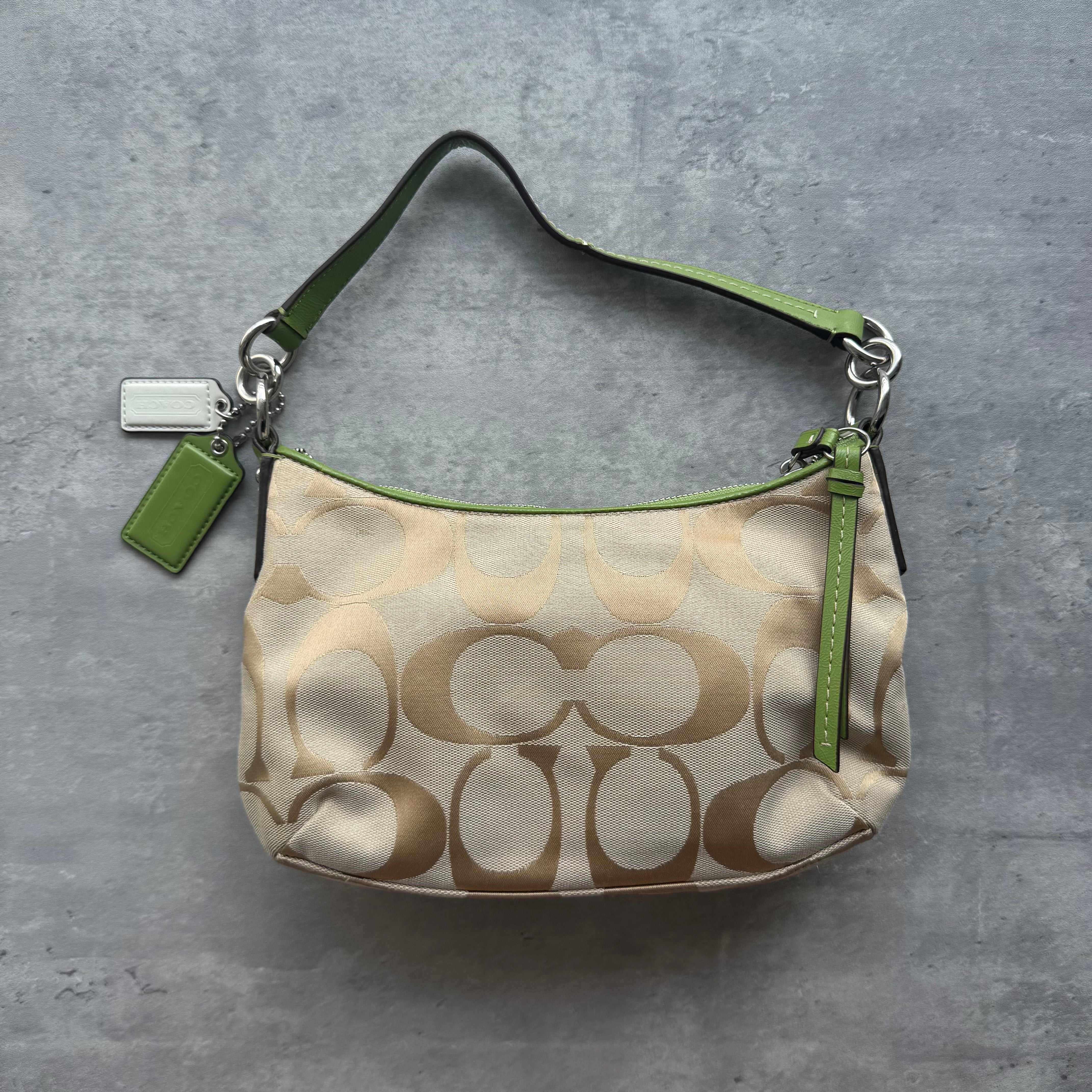 Coach 2Way Signature Stripe ShoulderBag Beige/Green