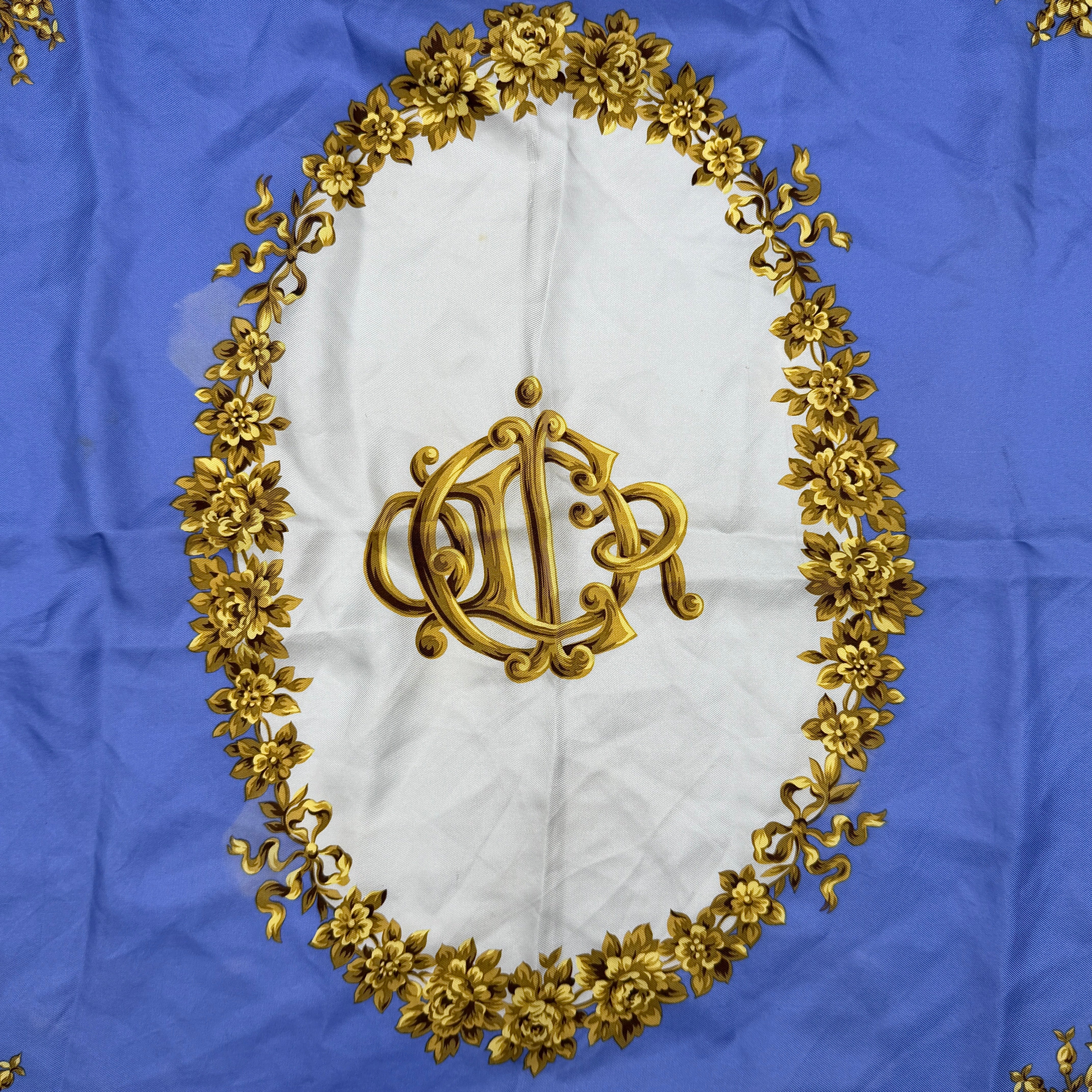 Dior Floral Silk Scarf Blue/Gold