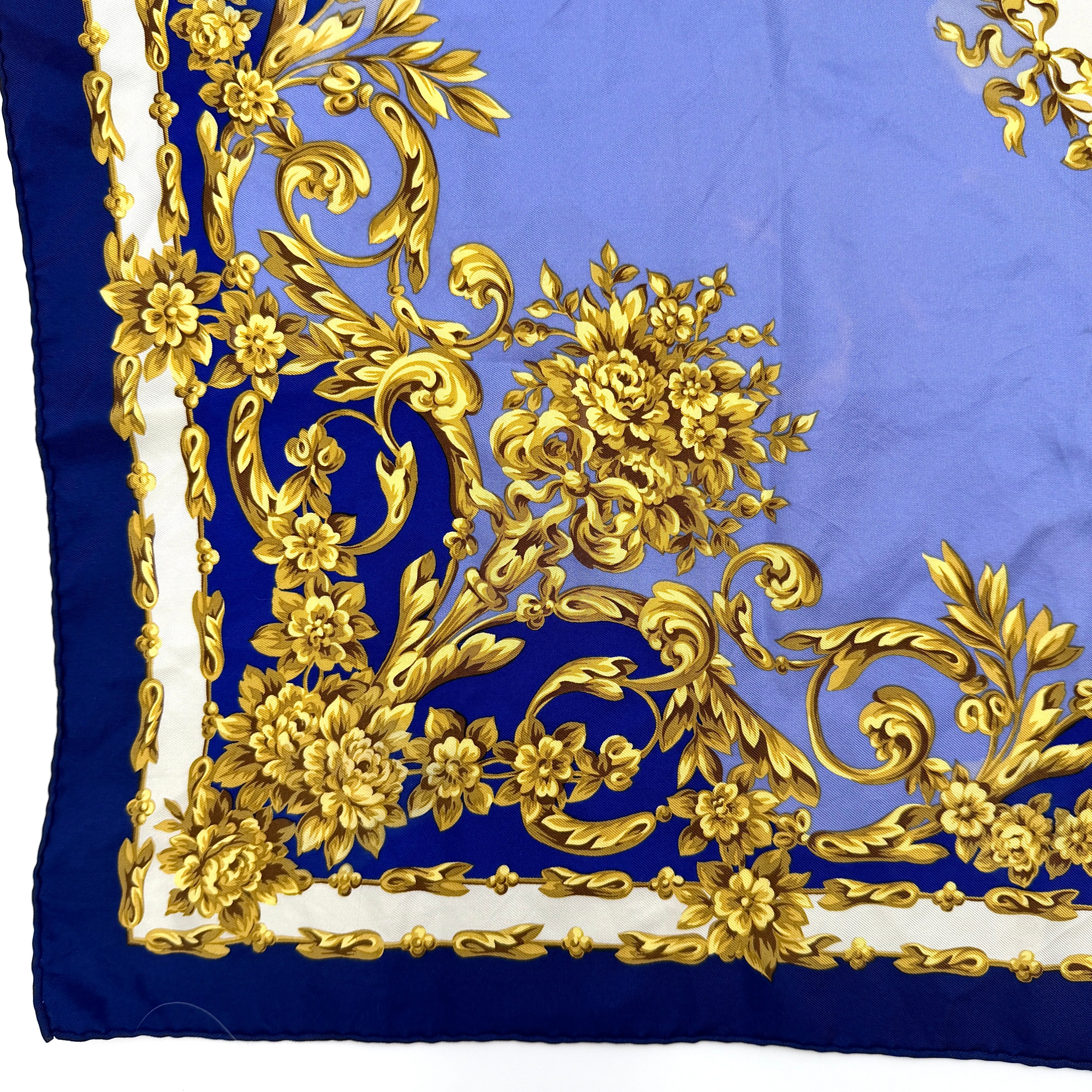 Dior Floral Silk Scarf Blue/Gold