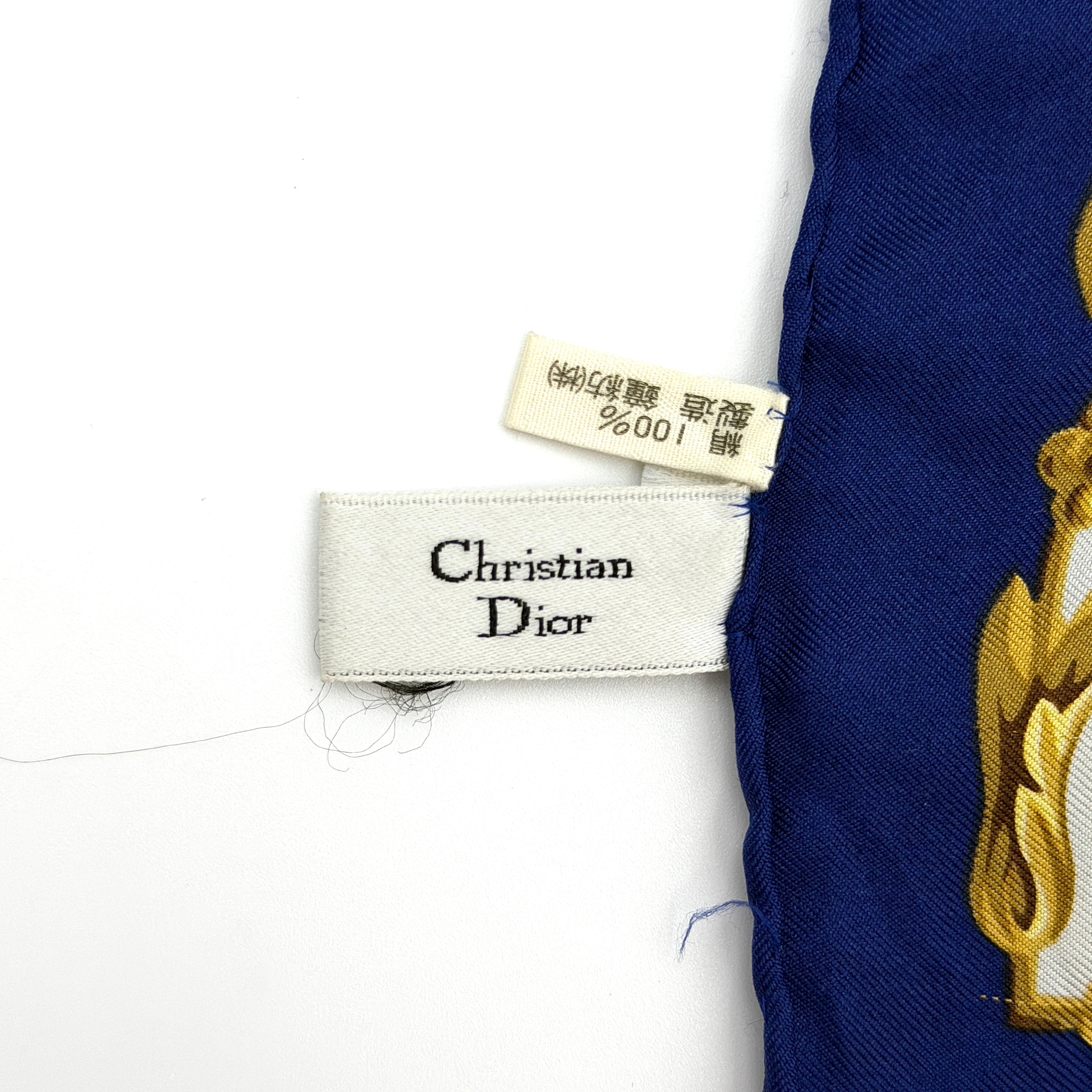 Dior Floral Silk Scarf Blue/Gold