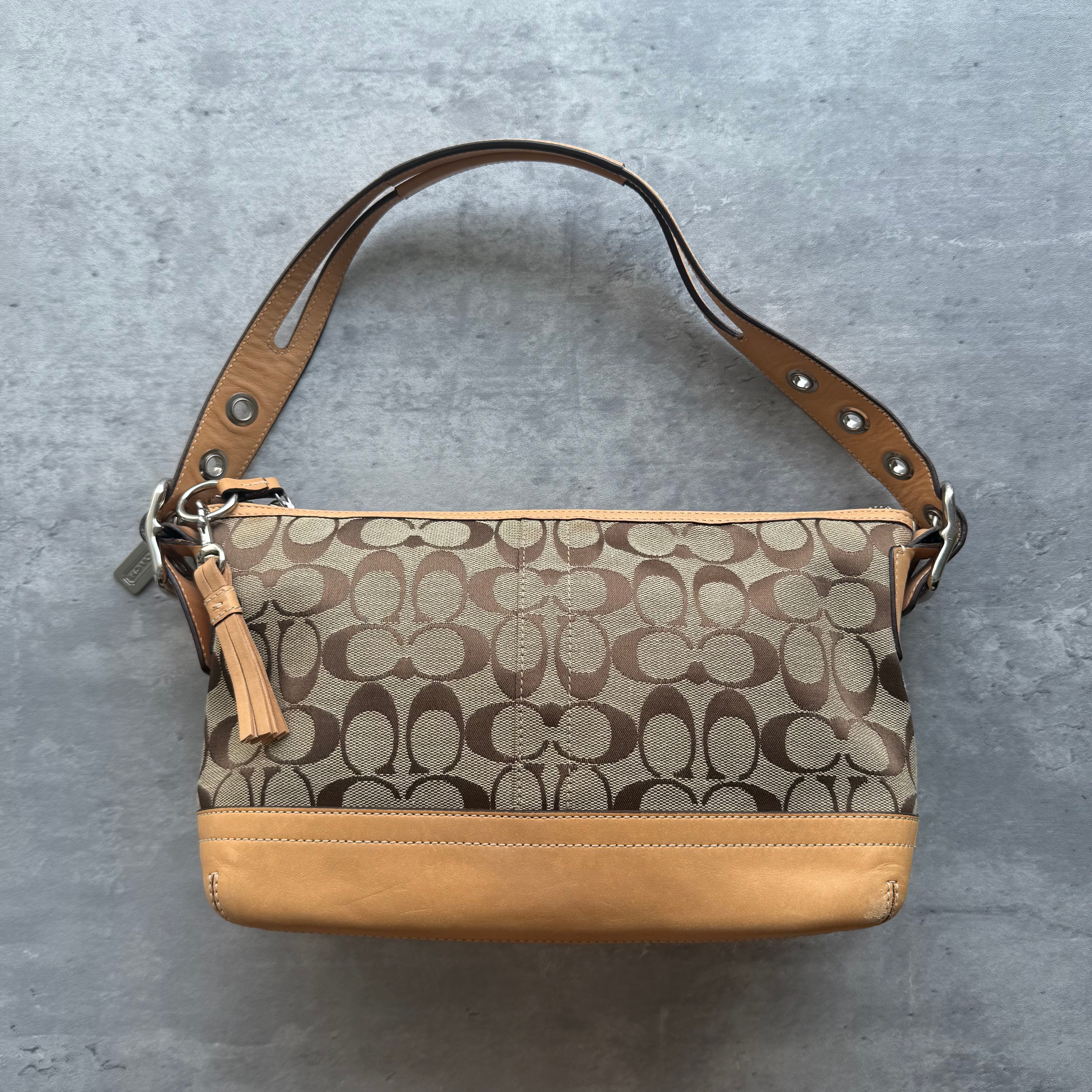 Coach Signature East West Shoulder Bag Beige