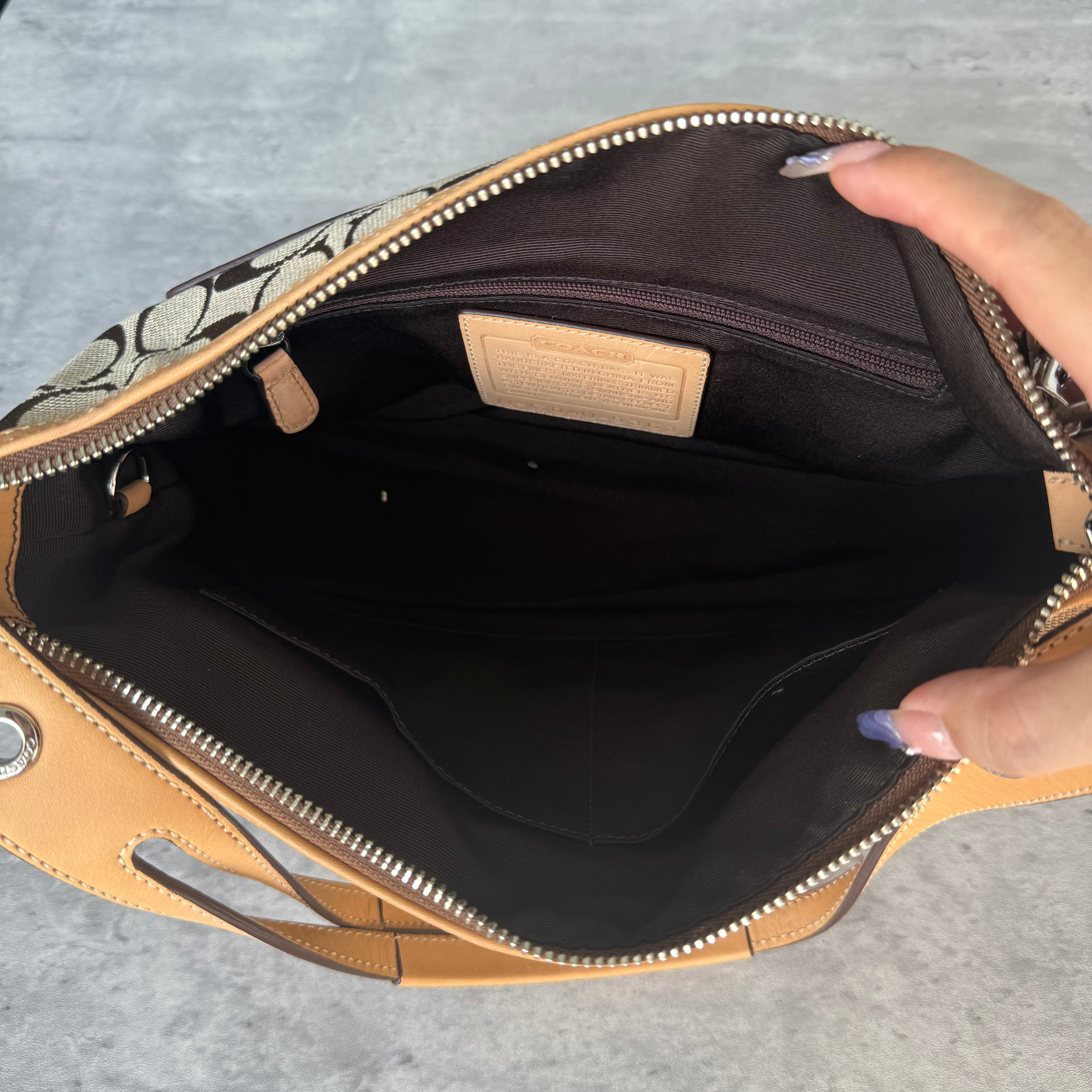 Coach Signature East West Shoulder Bag Beige