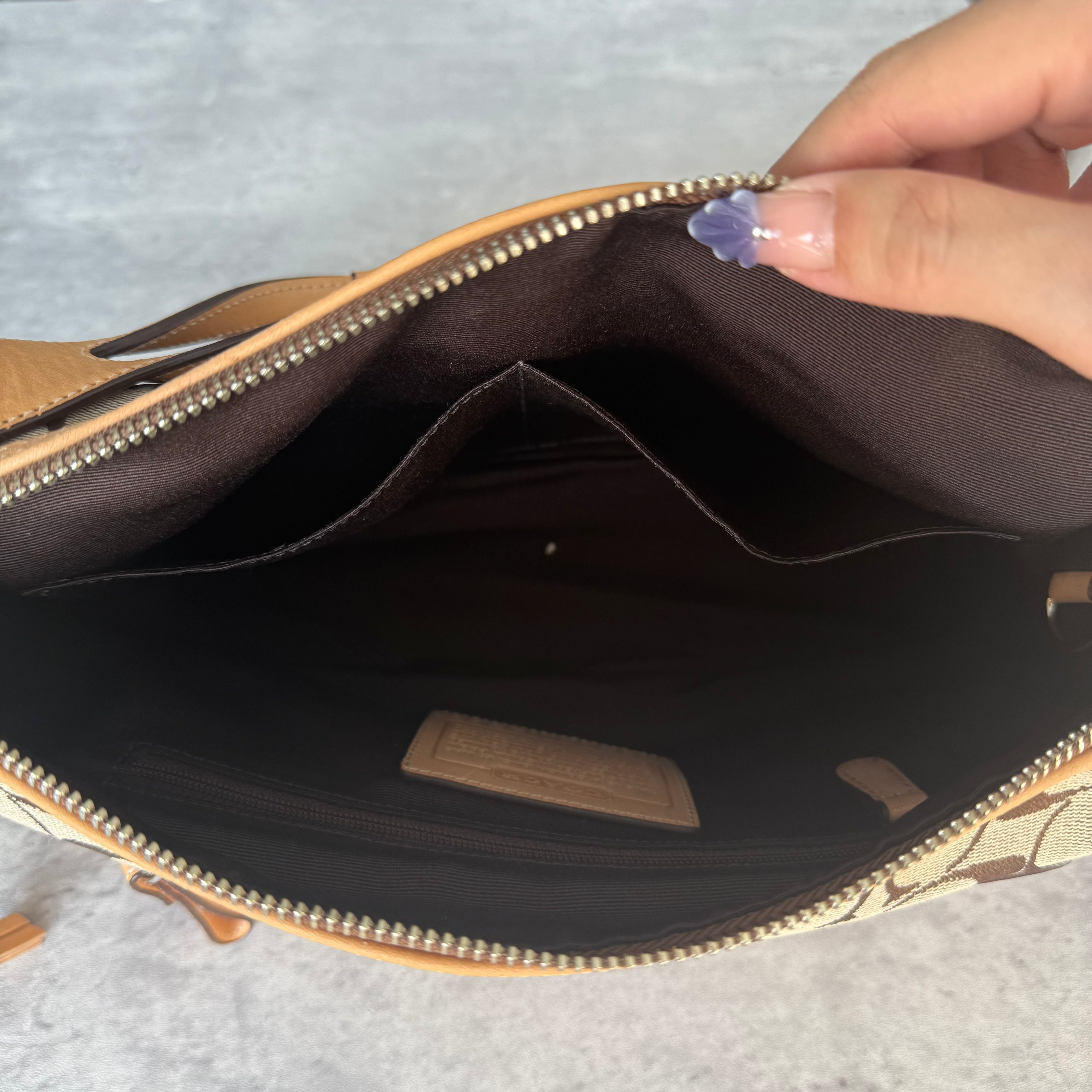 Coach Signature East West Shoulder Bag Beige