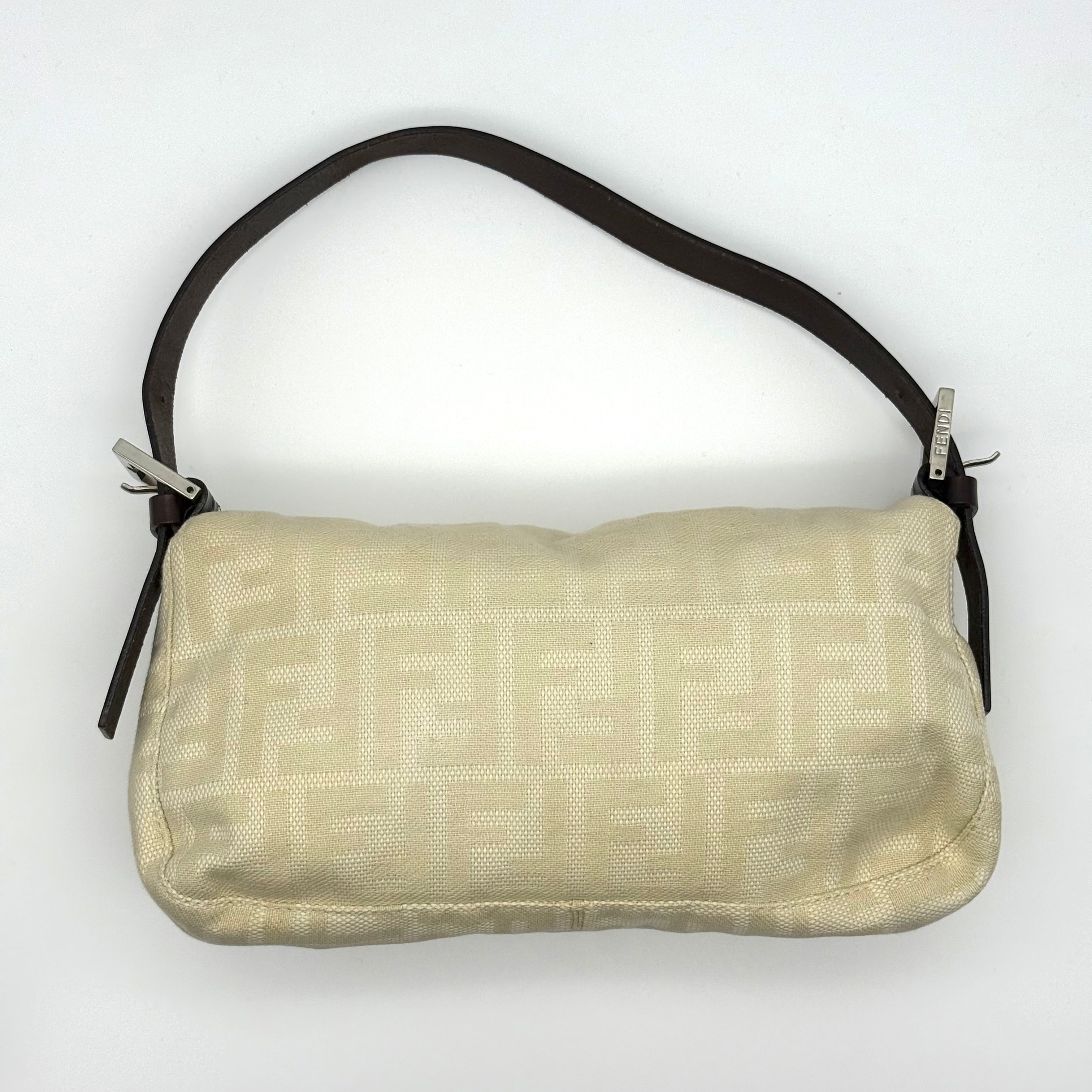Fendi Zucca Print Baguette Bag Cream