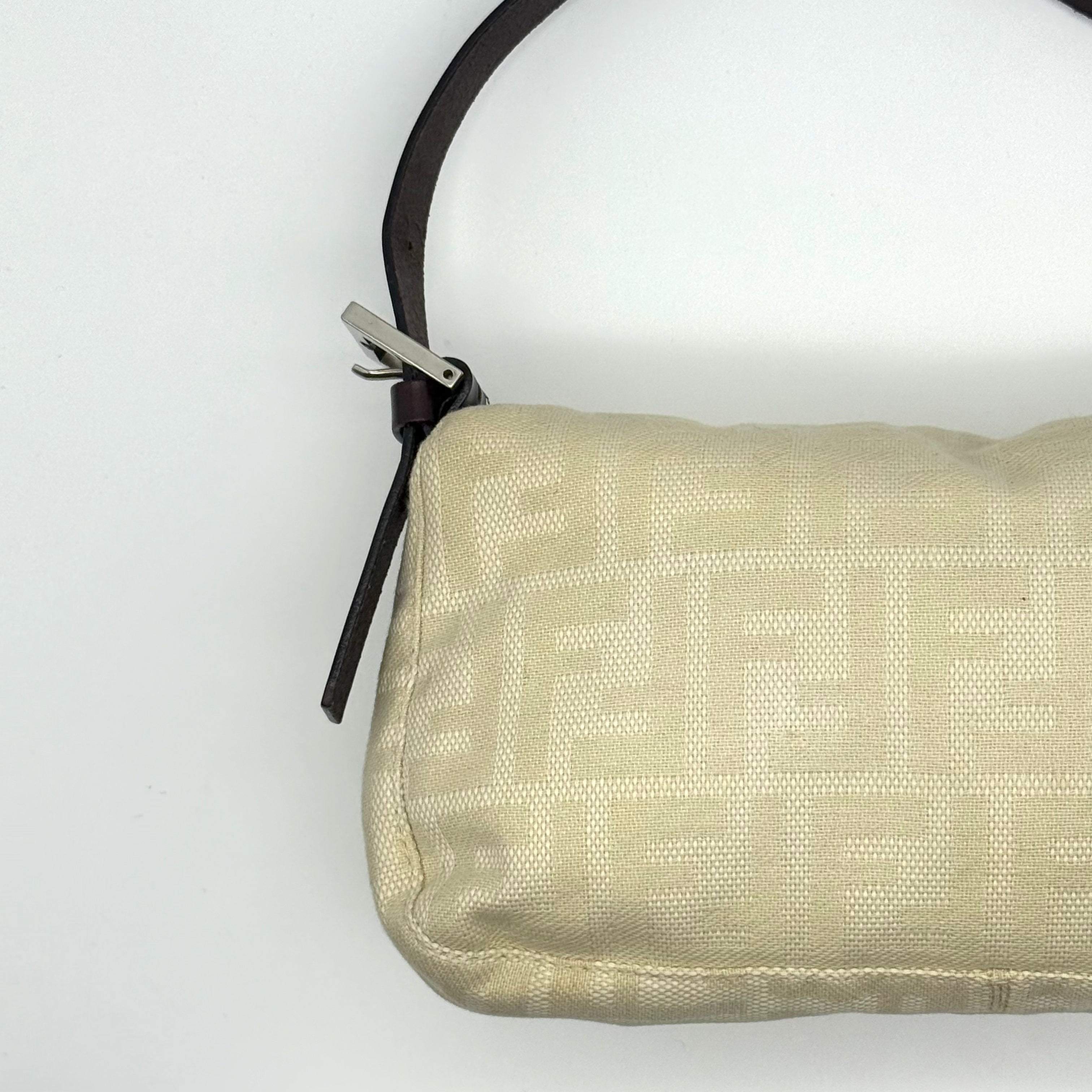Fendi Zucca Print Baguette Bag Cream