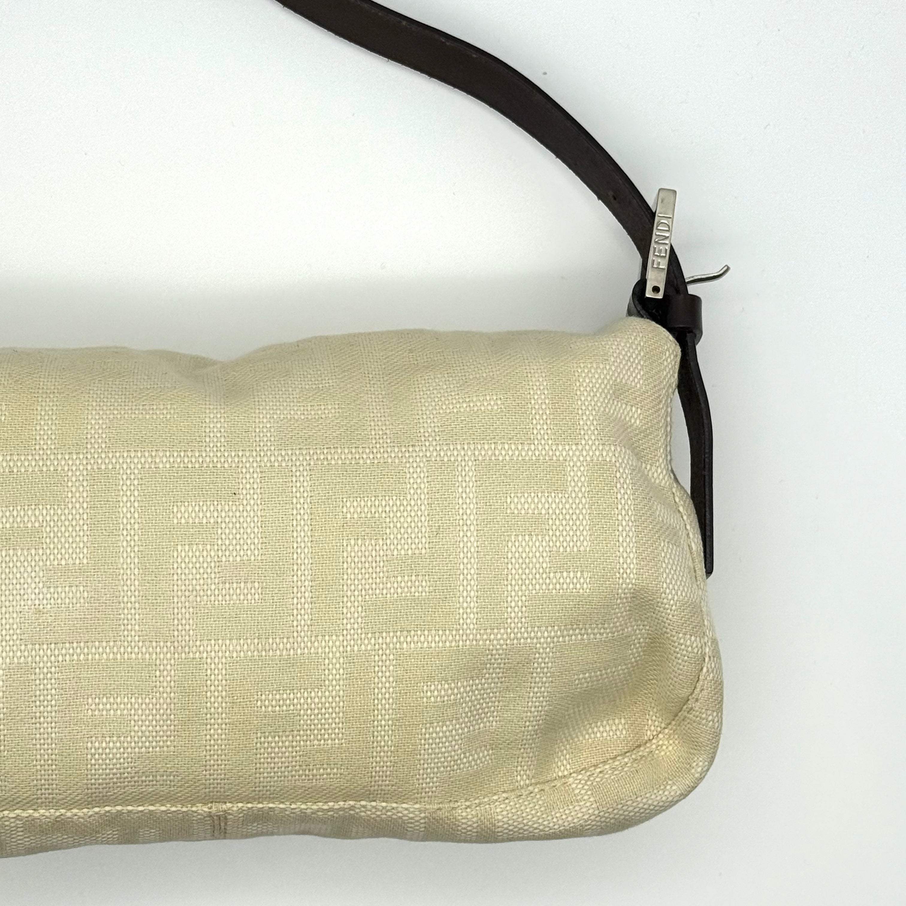 Fendi Zucca Print Baguette Bag Cream