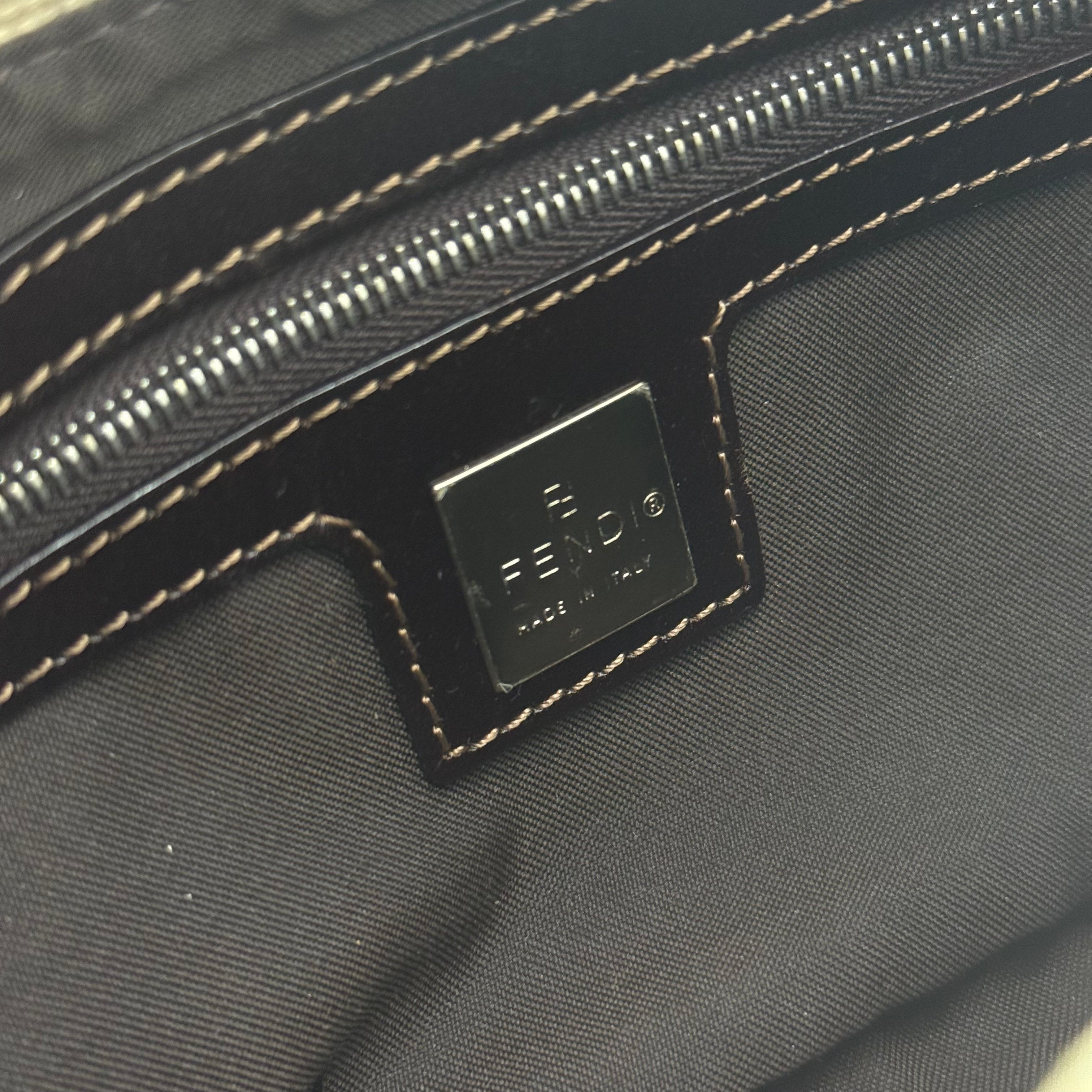 Fendi Zucca Print Baguette Bag Cream