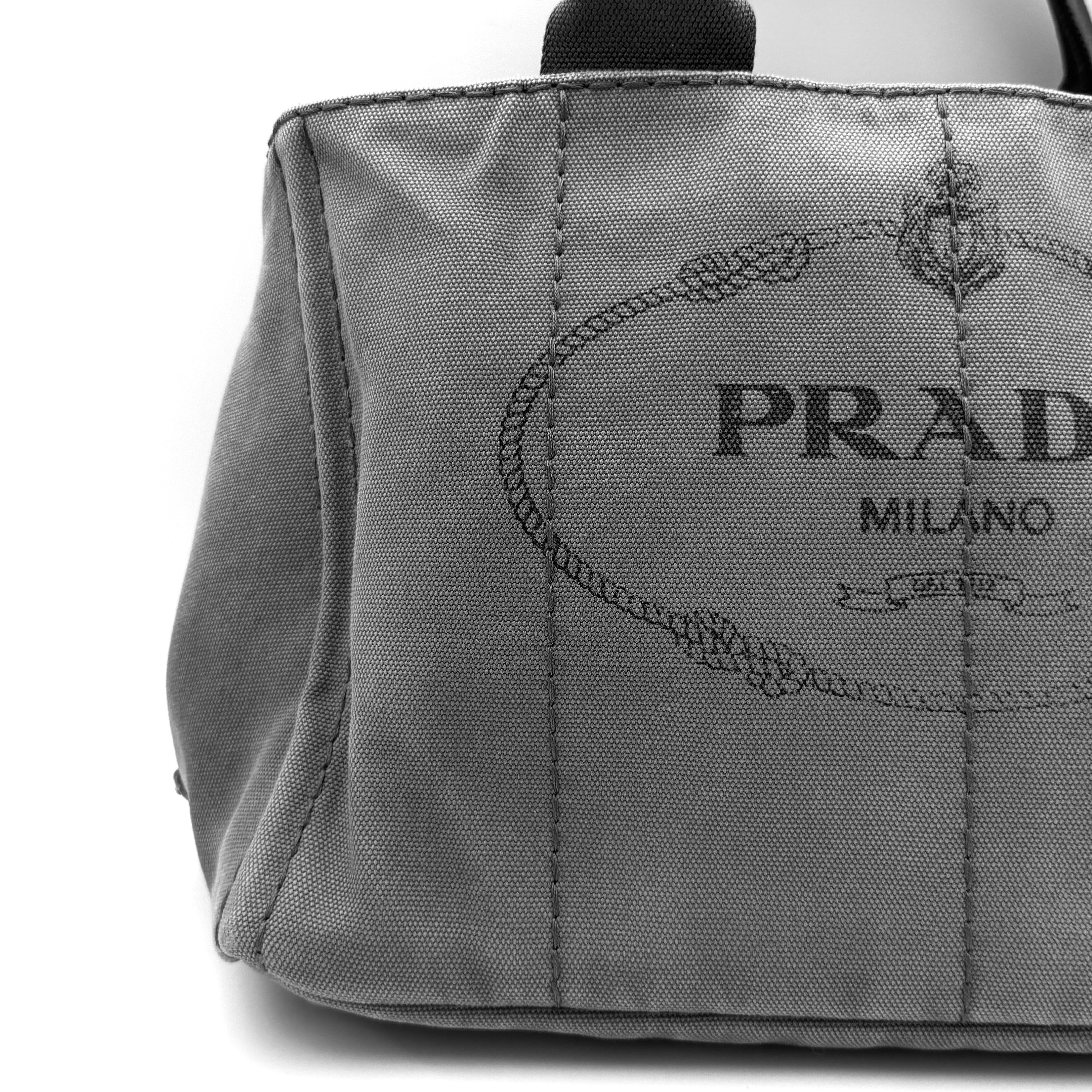 Prada 2Way Canapa Tote Bag Grey