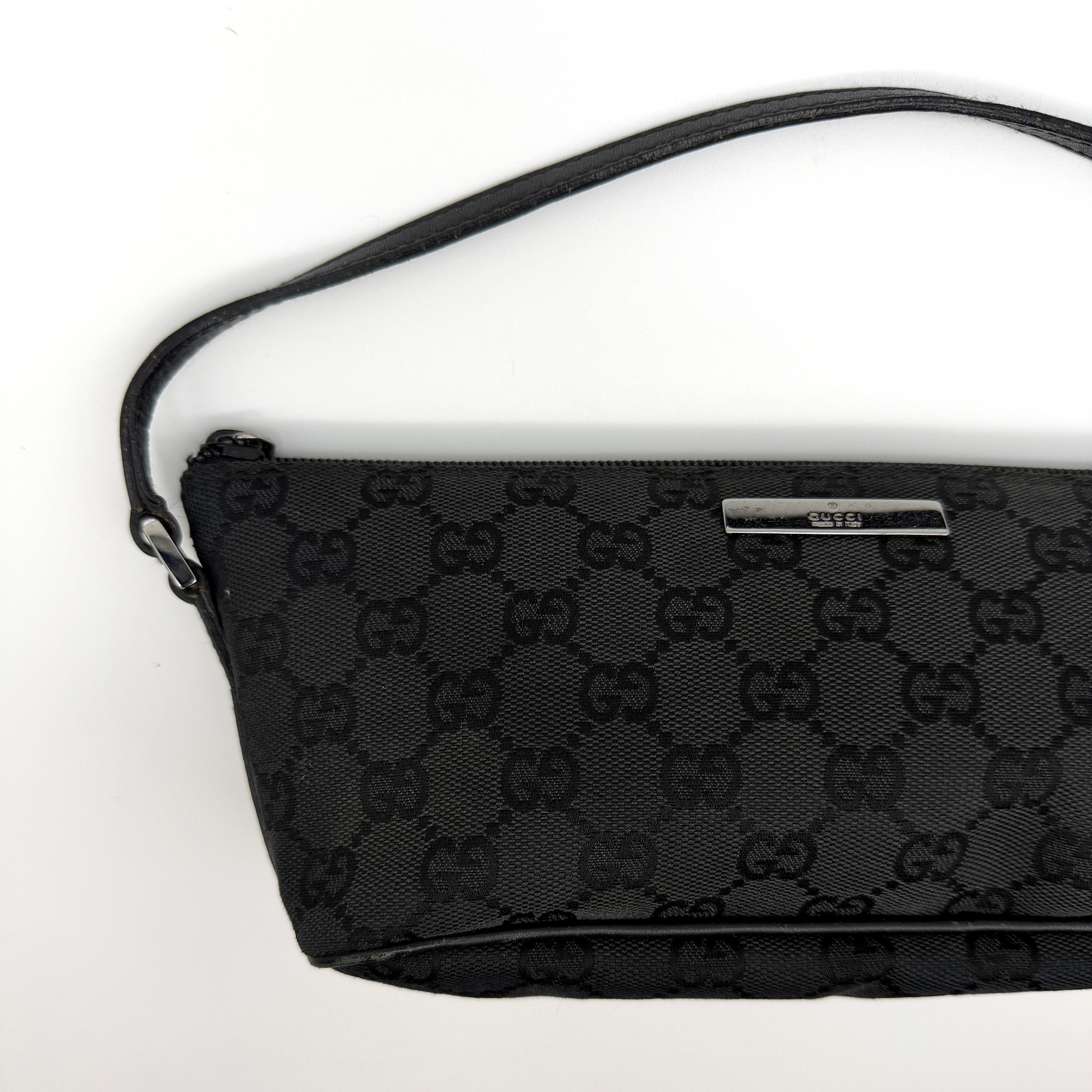 Gucci GG Monogram Pochette Boat Shoulder Bag Black