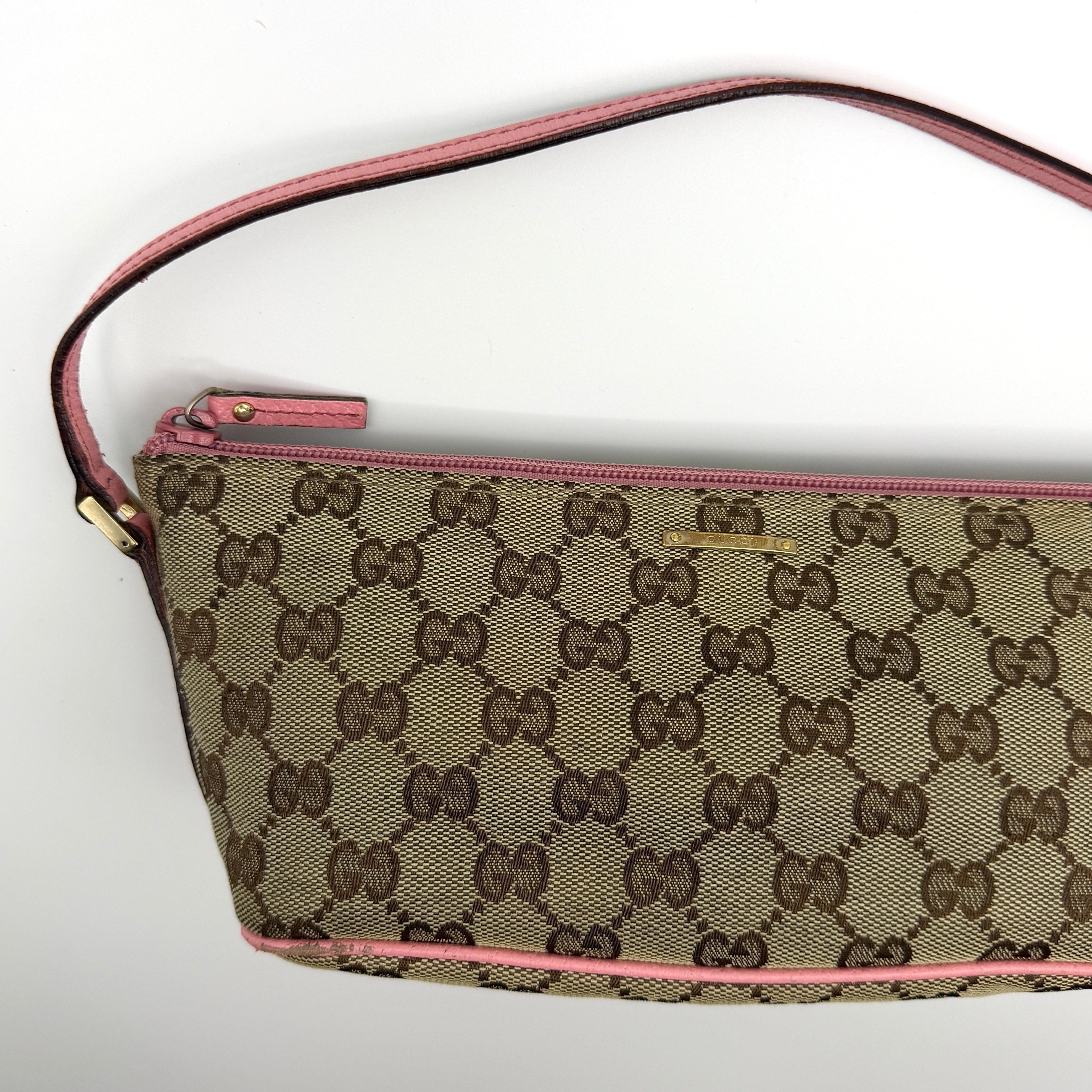 Gucci GG Monogram Pochette Boat Shoulder Bag Beige/Pink