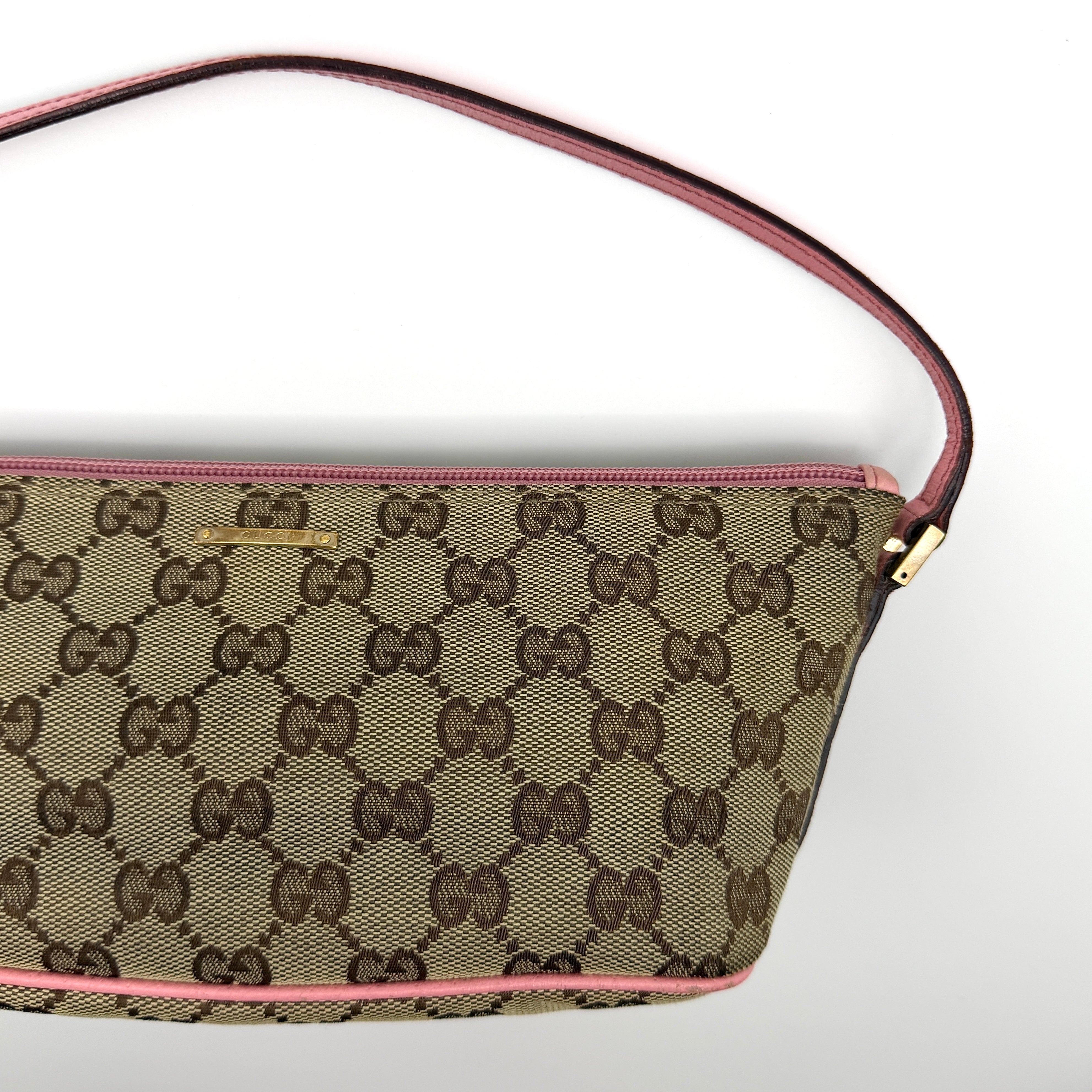 Gucci GG Monogram Pochette Boat Shoulder Bag Beige/Pink