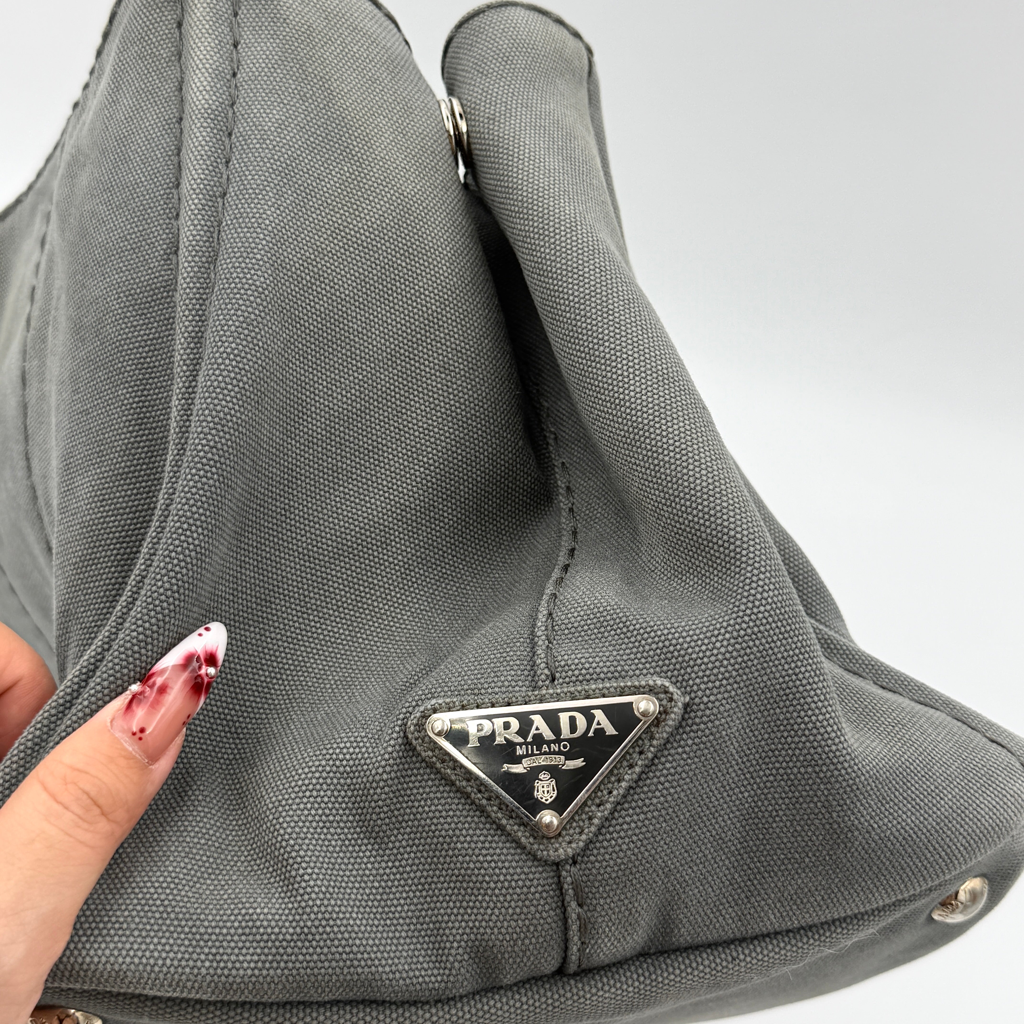 Prada 2Way Canapa Tote Bag Grey