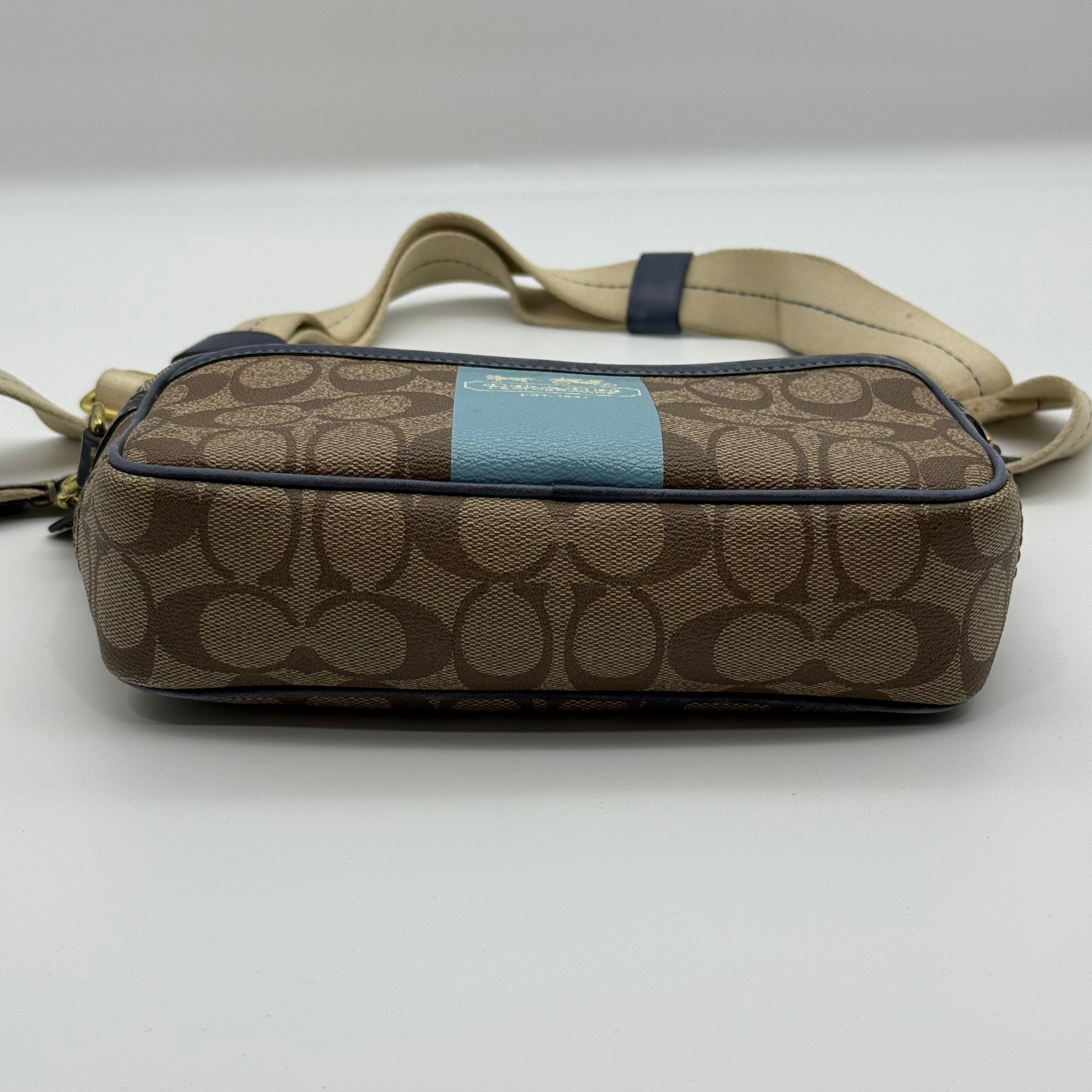 Coach Signature Stripe Jaime Crossbody Bag Beige/Blue